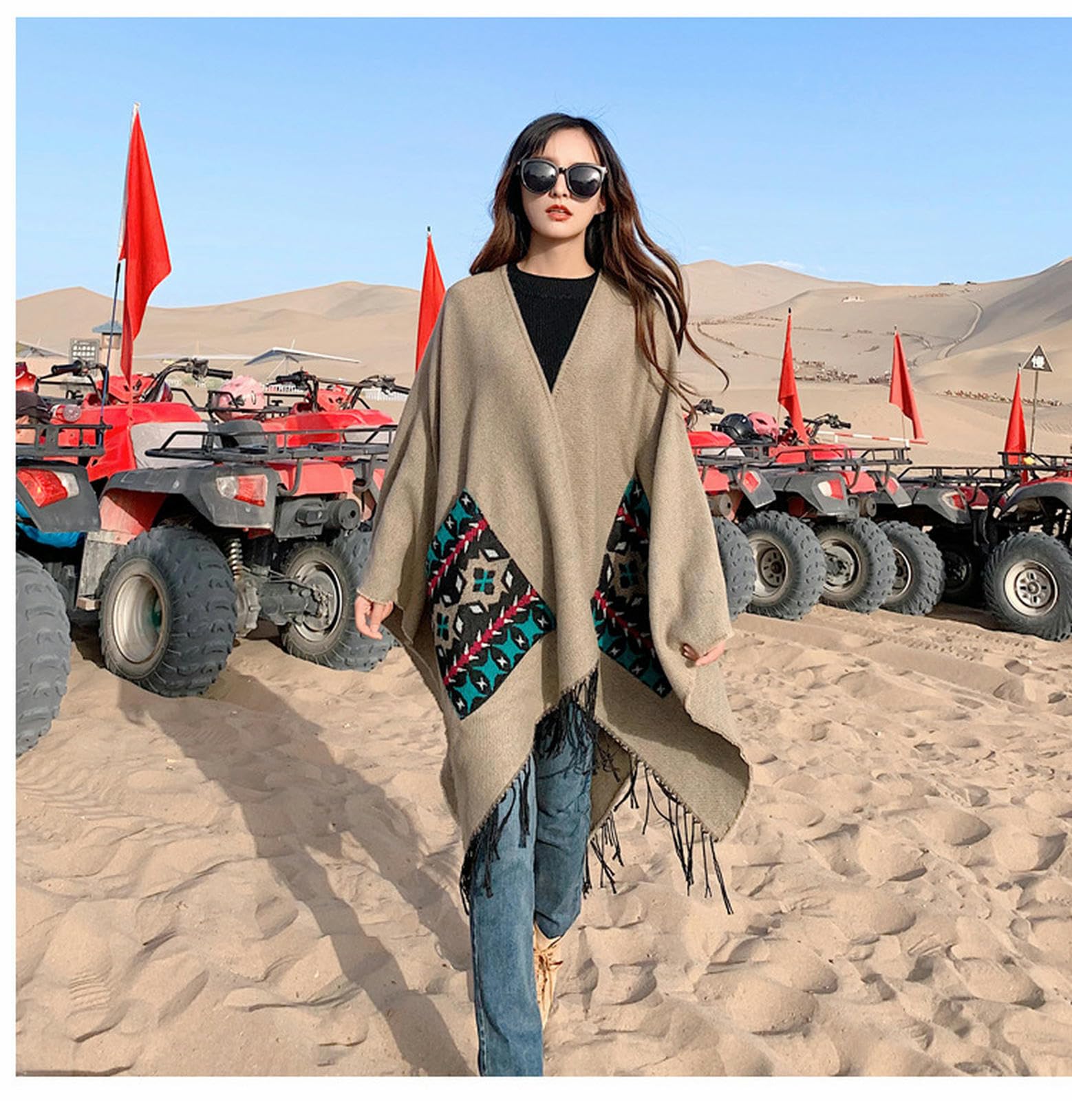 Sciarpa Donna Sciarpa in Cashmere Imitazione con Grandi Fessure per Uomini E Donne Scialle Sciarpa Autunno E Tasca Invernale Cape Shawl-rosso-130 * 150 Cm
