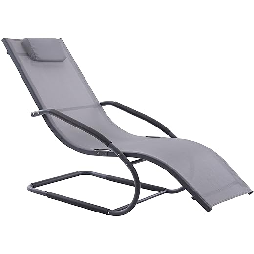 Vivere Wave Aluminum Lounger, Grey