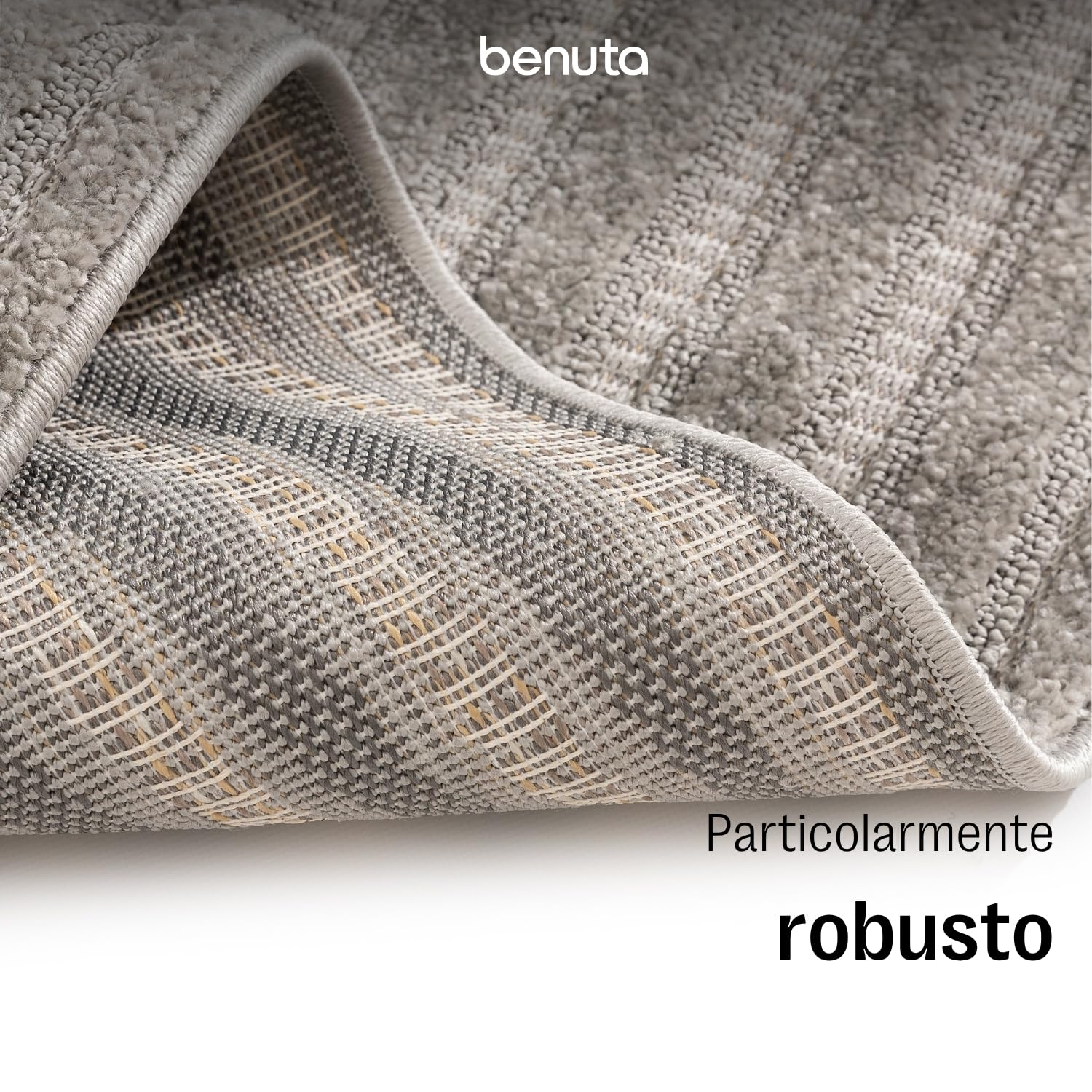 benuta Basic Tappeto salotto Leo - Grigio chiaro 160x230 cm - Astratto rilievo soggiorno, camera letto, corridoio - Facile - Pavimento riscaldato