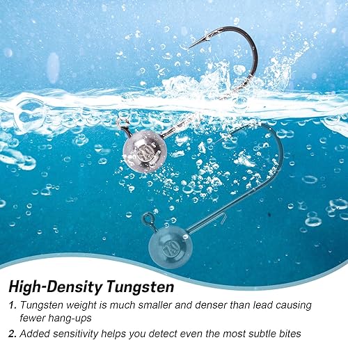 Miniatura 4 de Goture Jig Heads, Tungsten Ball Jig Heads,Round Jig Head Hooks for Freshwater Saltwater Fishing,Crappie Jigs for Trout Bass Walleye