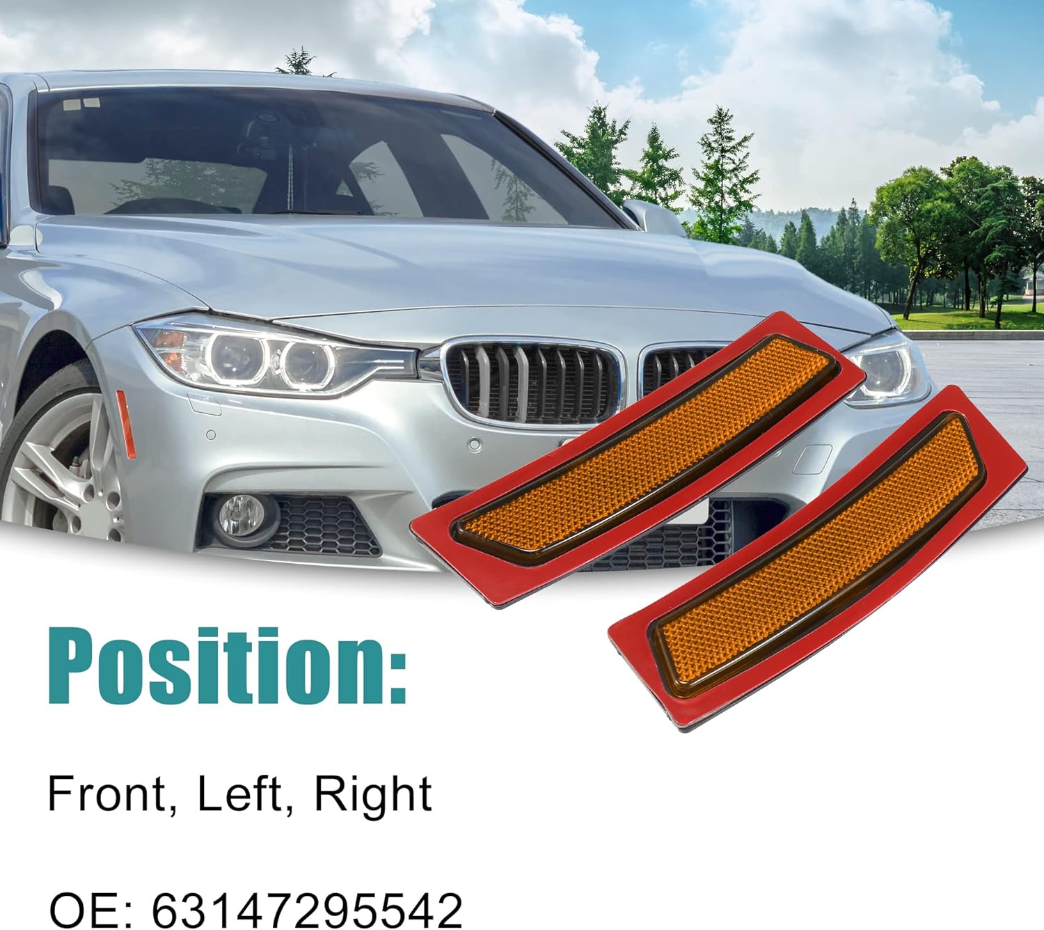 ACROPIX Front Side Marker Bumper Reflector Replacement Fit for BMW 328i - Pack of 2 Yellow