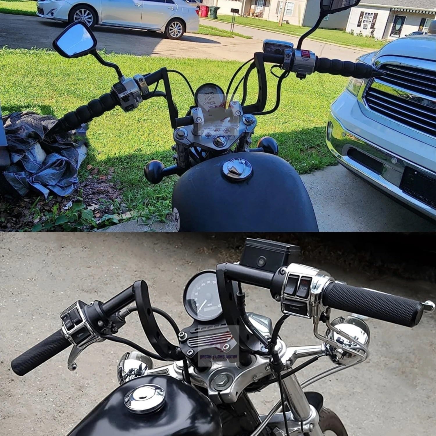 Motorcycle handlebar risers 1 "przeciągnij kierownicę motocykla Z kierownicą 25mm kierownica rowerowa pasuje do Harleya(Gloss Black)
