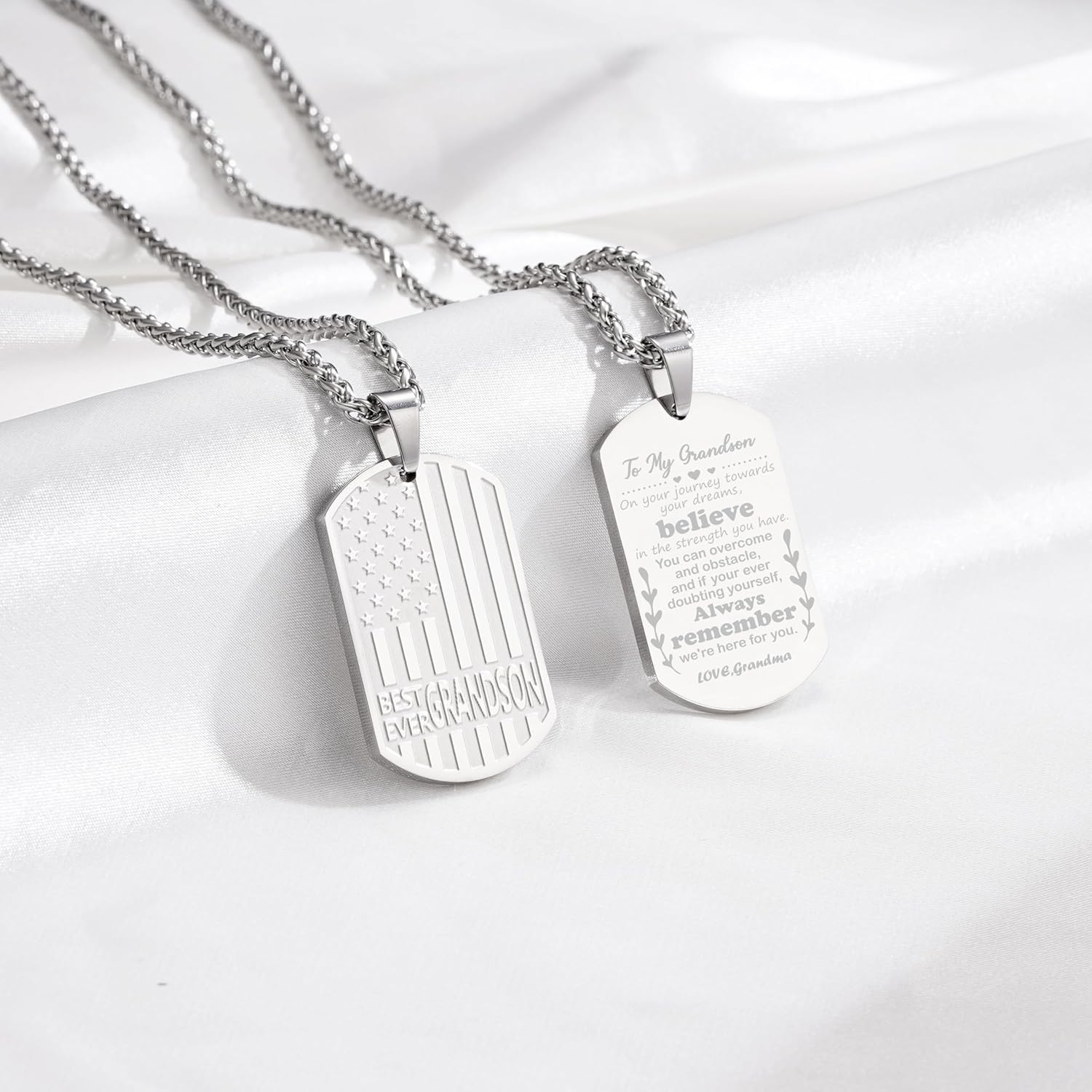 Valentines Day Gifts for Him - Best Dad Son Brother Grandson Grandpa Boyfriend Husband Ever Necklace, Stainless Steel Flag Dog Tags Pendant, Birthday Christmas Gifts Jewelry for Men Boys - Image 4