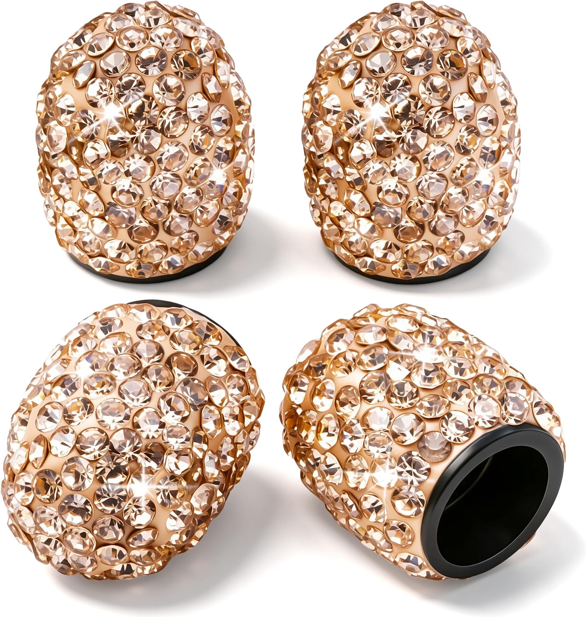 4PCS Bling Crystal Diamond Tire Stem Valve Caps, Dustproof Car Wheel Tire Valve Caps Universal Tire Valve Stem Covers for Cars, SUV, Trucks, Bikes, Motorcycles, Bicycles (Rose Gold)