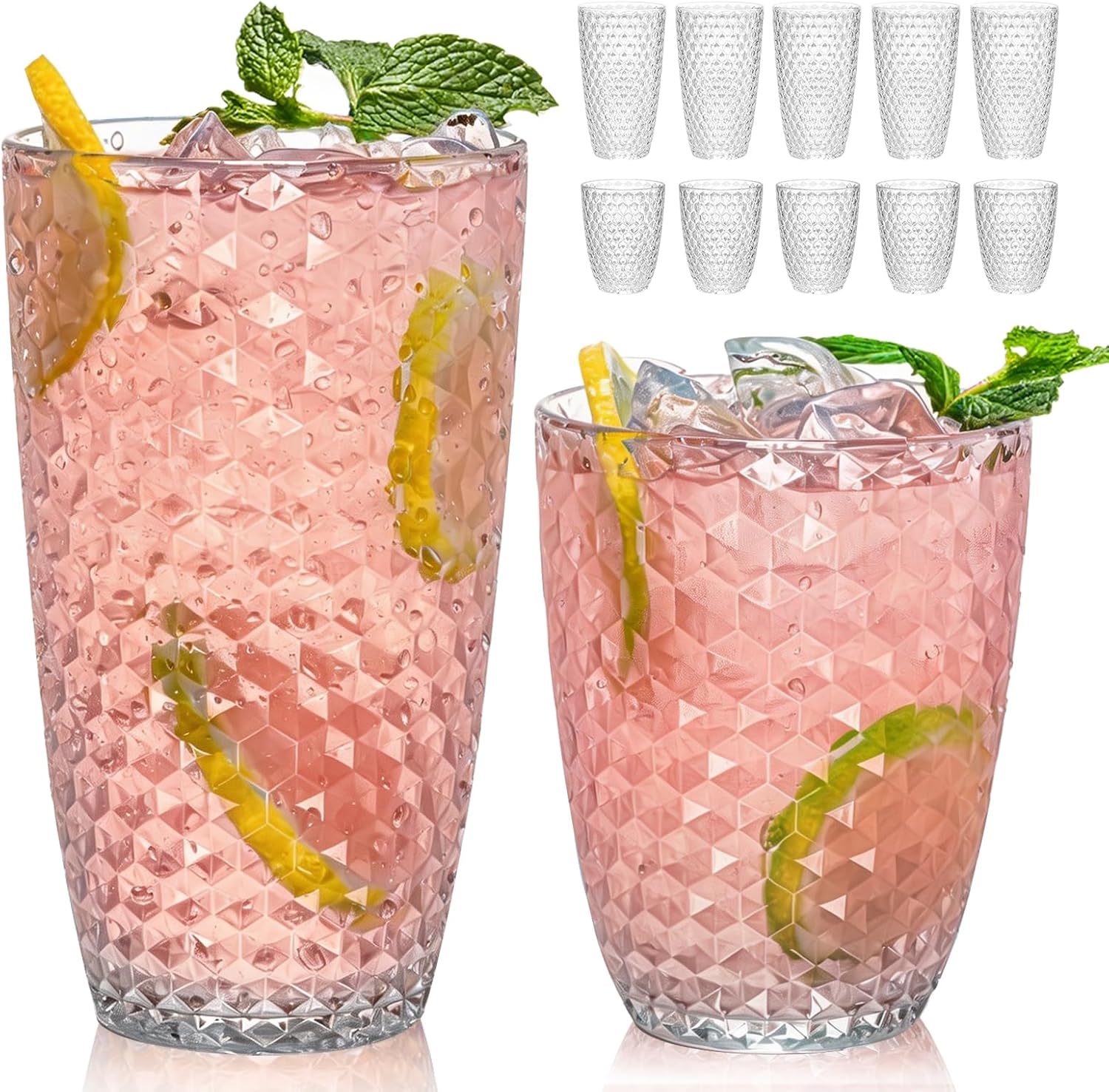 BELLAFORTE Shatterproof Plastic Tumbler Set – Laguna Beach 19oz Tall & 12oz Short Drinking Glasses – Unbreakable Stackable Drinkware for Indoor Outdoor, Dishwasher Safe, BPA Free (Blue, 12)