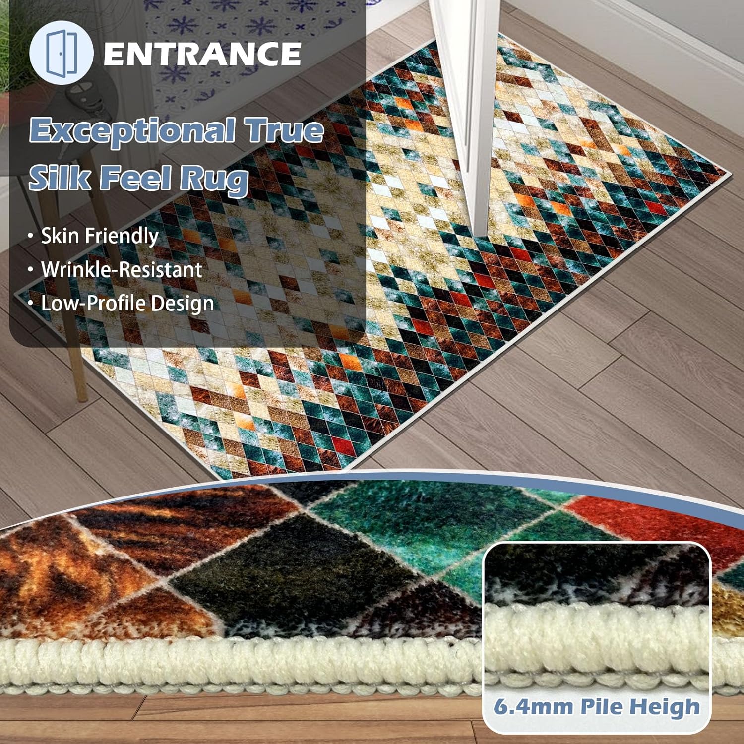 Runner Rug Washable 2x6 FT, Non Slip Rubber Backing Abstract Carpet, Soft Area Rugs for Bedroom Kitchen Hallway Entryway Bathroom, Customized