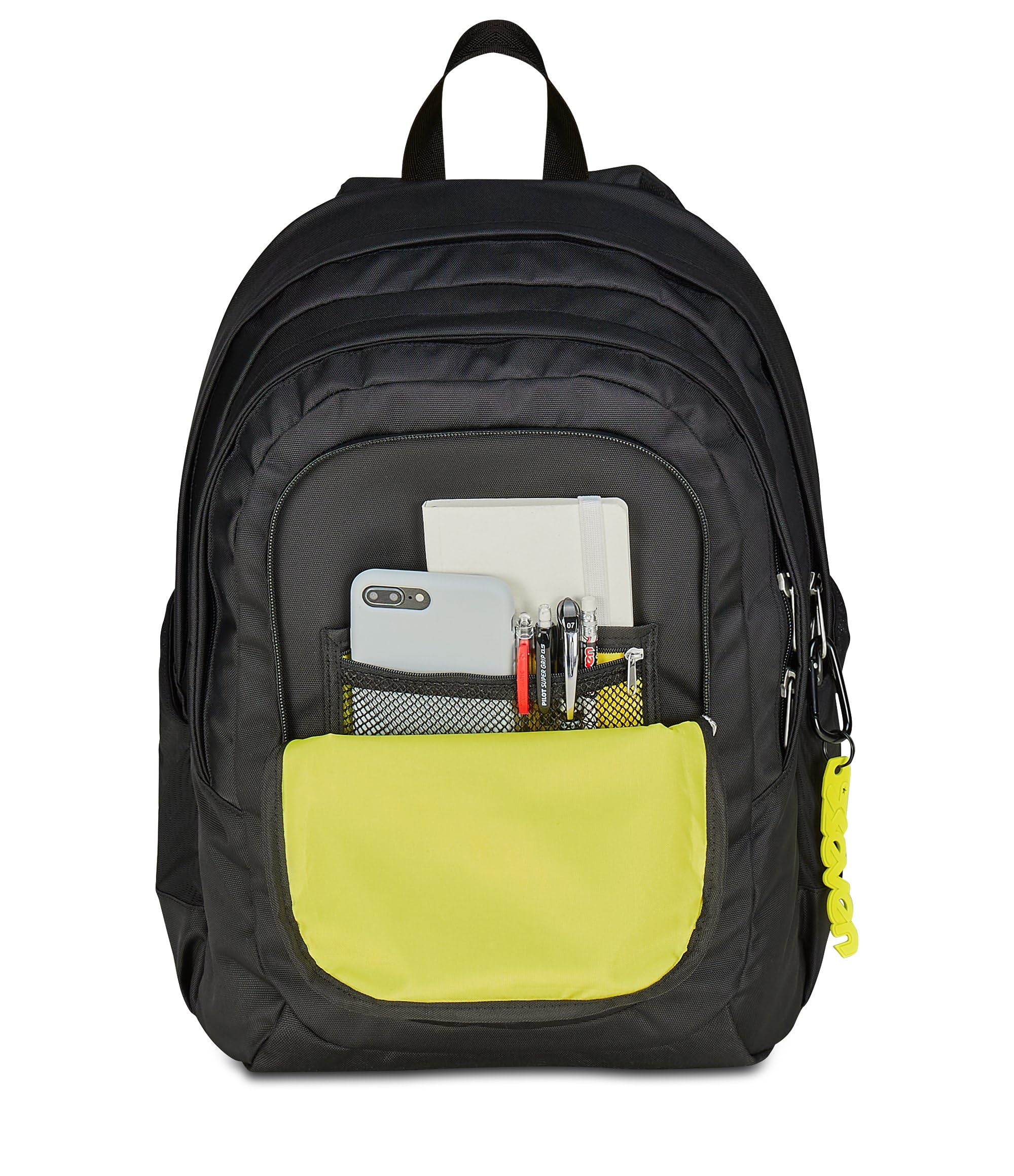 Seven Zaino Scuola Tech Line, Nero, Doppio Scomparto, 29 L, Scuola Media e Superiore, Zaino Ragazzo e Zaino Ragazza