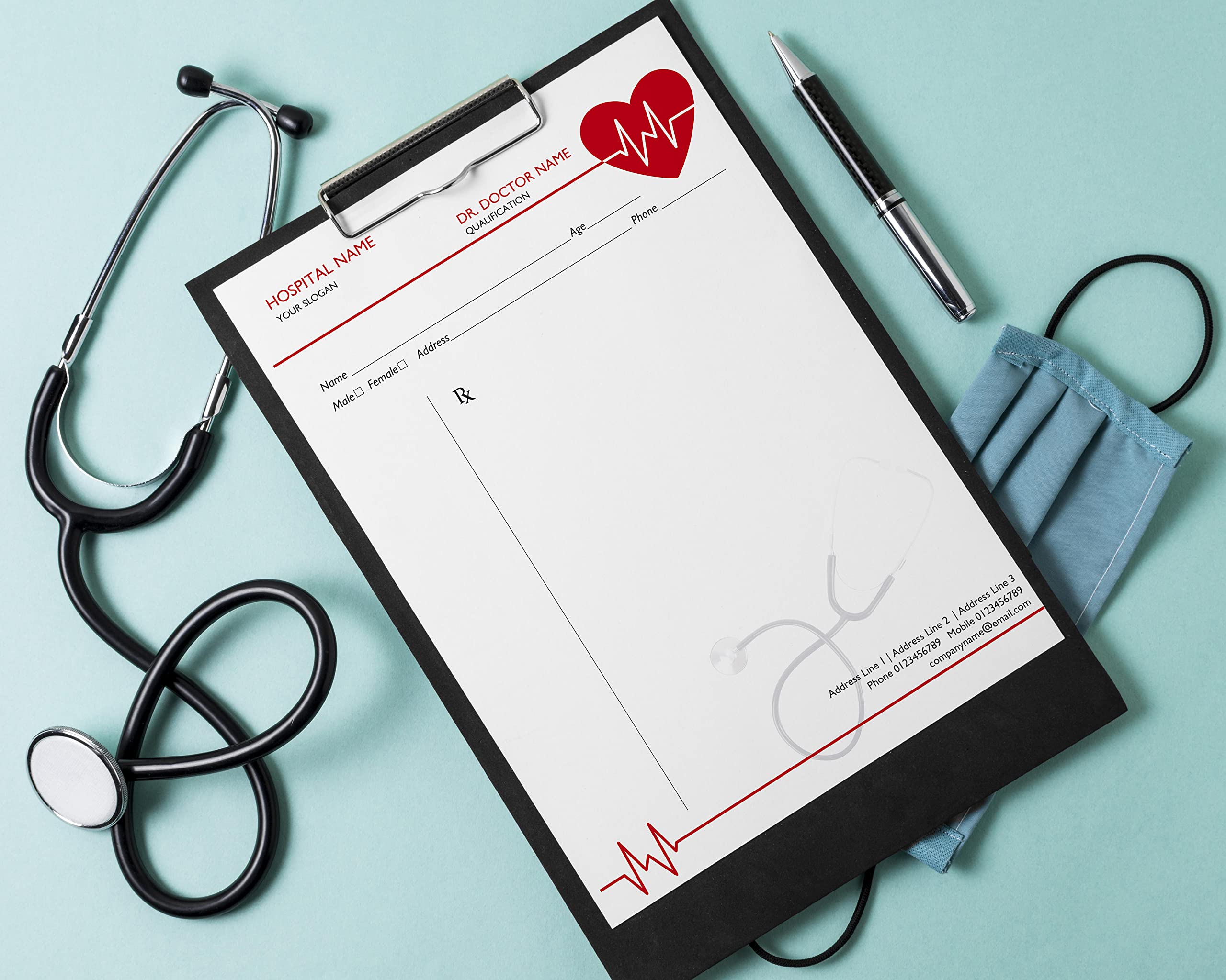 Custom Designed Doctors Prescription Pad / A4 Size/ 1Pad (100 Pcs.). | Multi Color Digital Printing | 100 GSM Smooth DO Paper-image-17