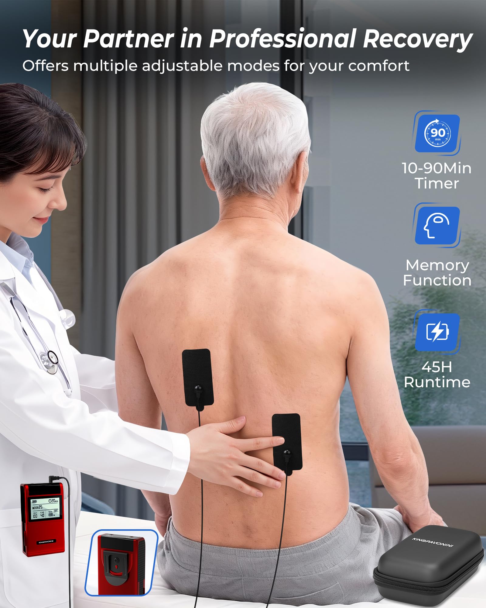 KingPavonini TENS Unit Muscle Stimulator, Rate DIY 1-199Hz, Model B2501 — Amazon image 6