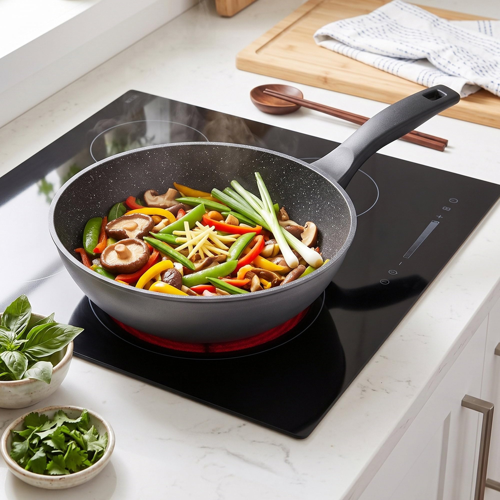 STONELINE® Wok 30 cm, adatto per piani cottura a induzione