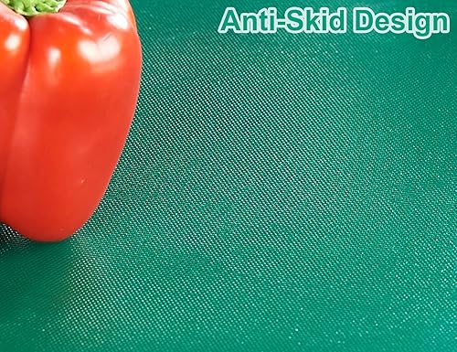 Miniatura 3 de CURTA Paquete de 2 tablas de cortar verdes para cocina, 20 x 14 x 0.5 pulgadas, tabla de cortar comercial de plástico codificado con superficie