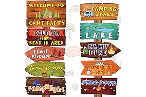 Camping Theme Trunk or Treat 20 Pcs Directional Signs, Camper Sign, Welcome...