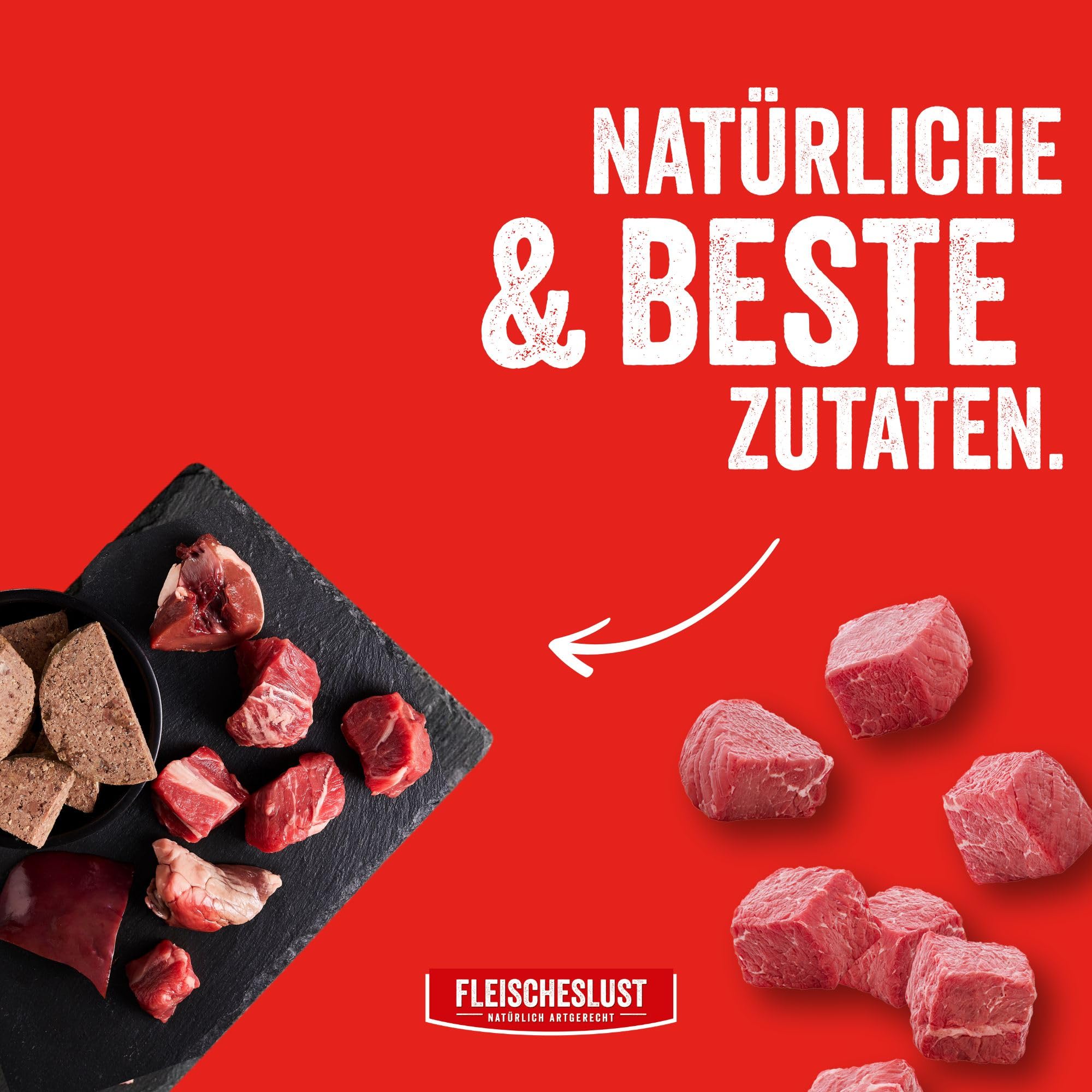 Steakhouse Rind pur (12x500g), Nassfutter für Hunde & Katzen, sensitives Ergänzungsfutter, Monoprotein, getreidefrei, 14x Wurst von Fleischeslust