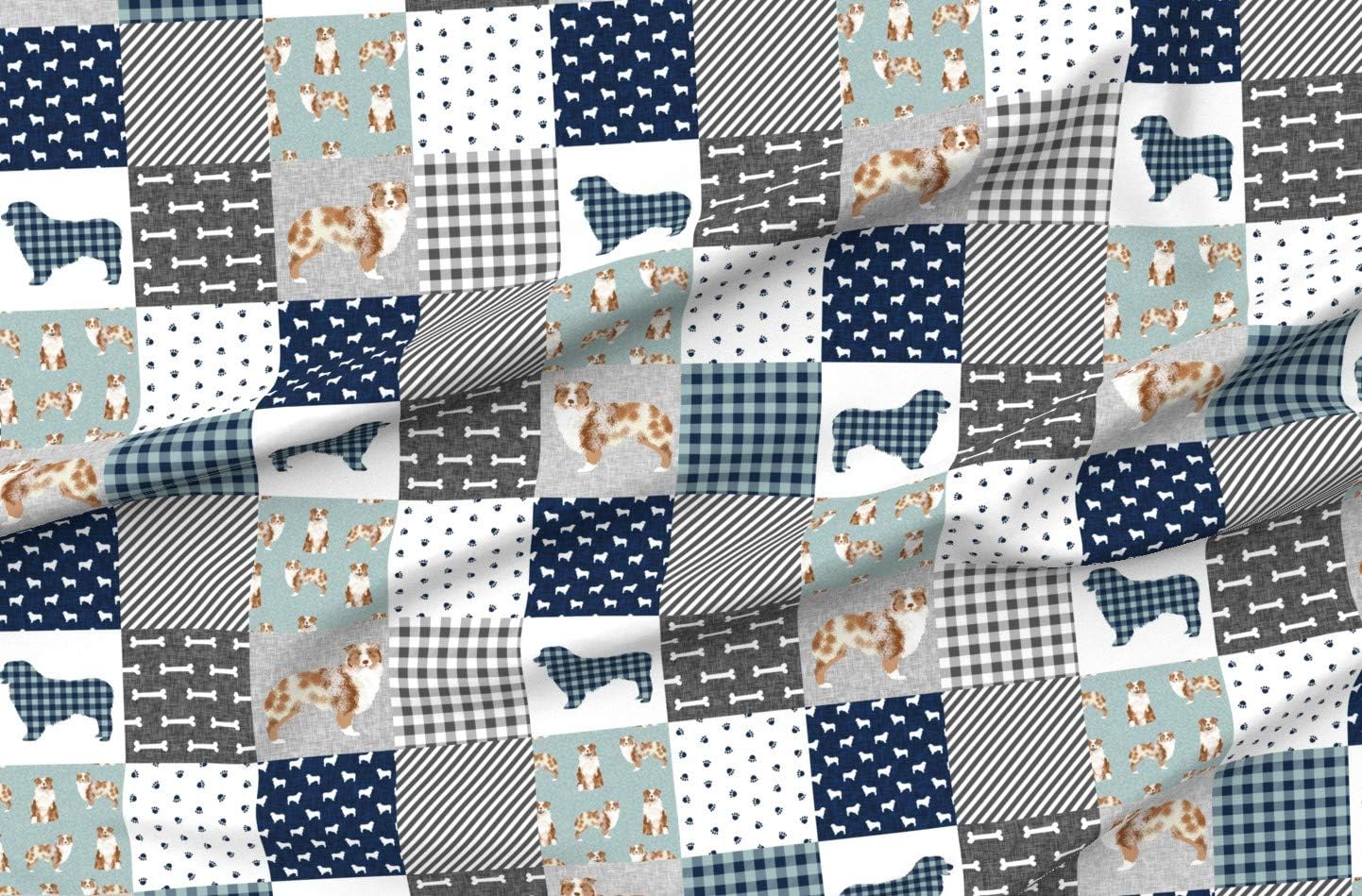 Spoonflower Fabric - Australian Shepherd Red Pet Quilt Cheater Dogs Nursery Portrait Printed on Minky Fabric by The Yard - Sewing Baby Blankets Quilt Backing Plush