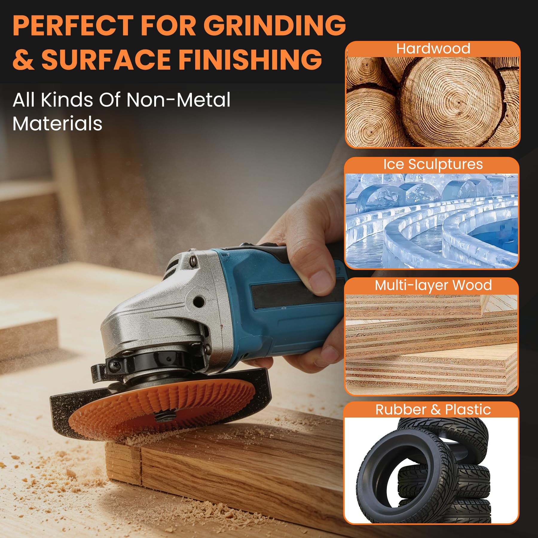 Wood Carving Discs - 3 Pack for Angle Grinders -5