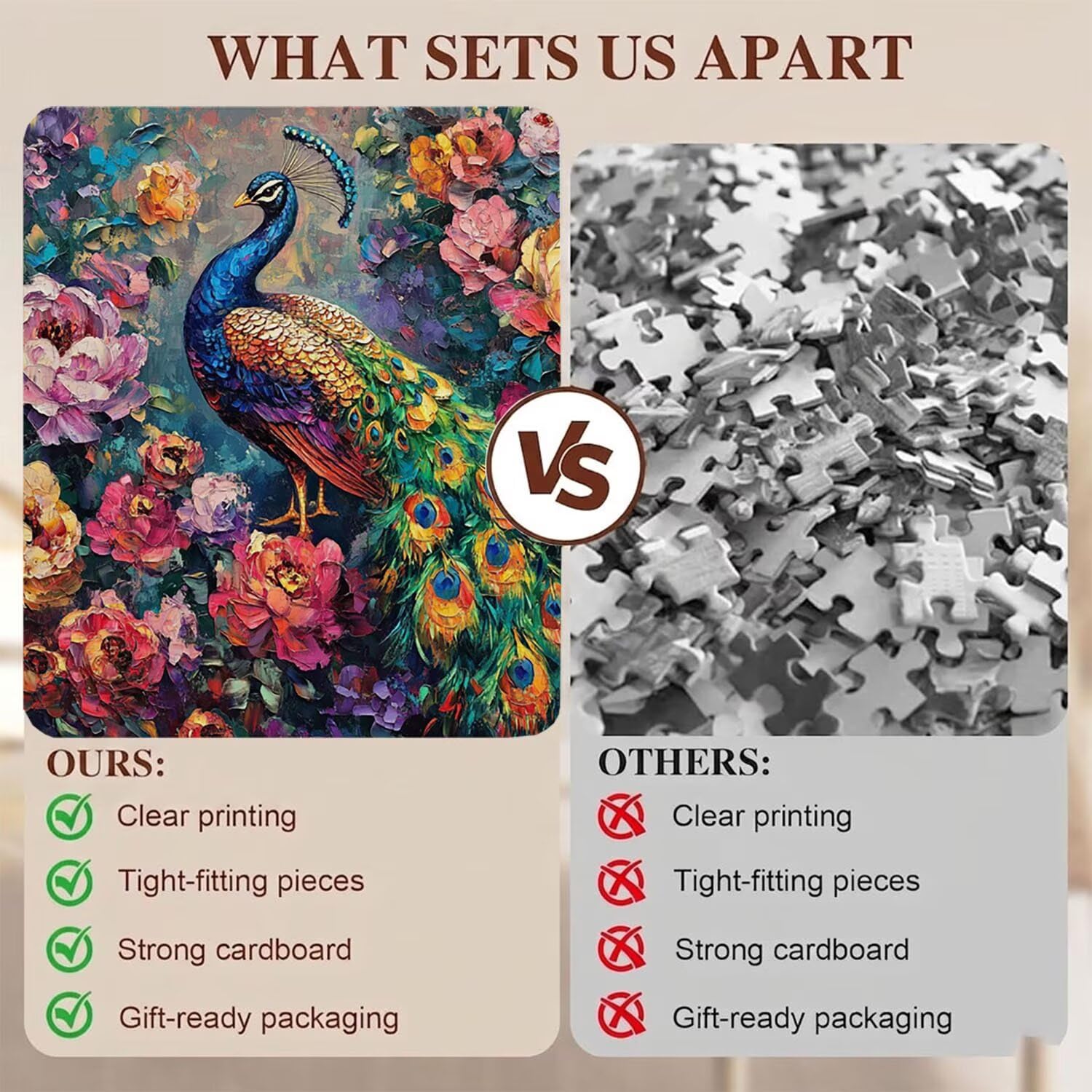 flor Pavo real-2 Puzzle de 1500 Piezas, Juego de Mesa Familiar de Madera - Rompecabezas Adultos para Toda La Familia,Rompecabezas Educativo DIY y Antiestrés - Con mapa de referencia, 87 x 57 cm f0-390
