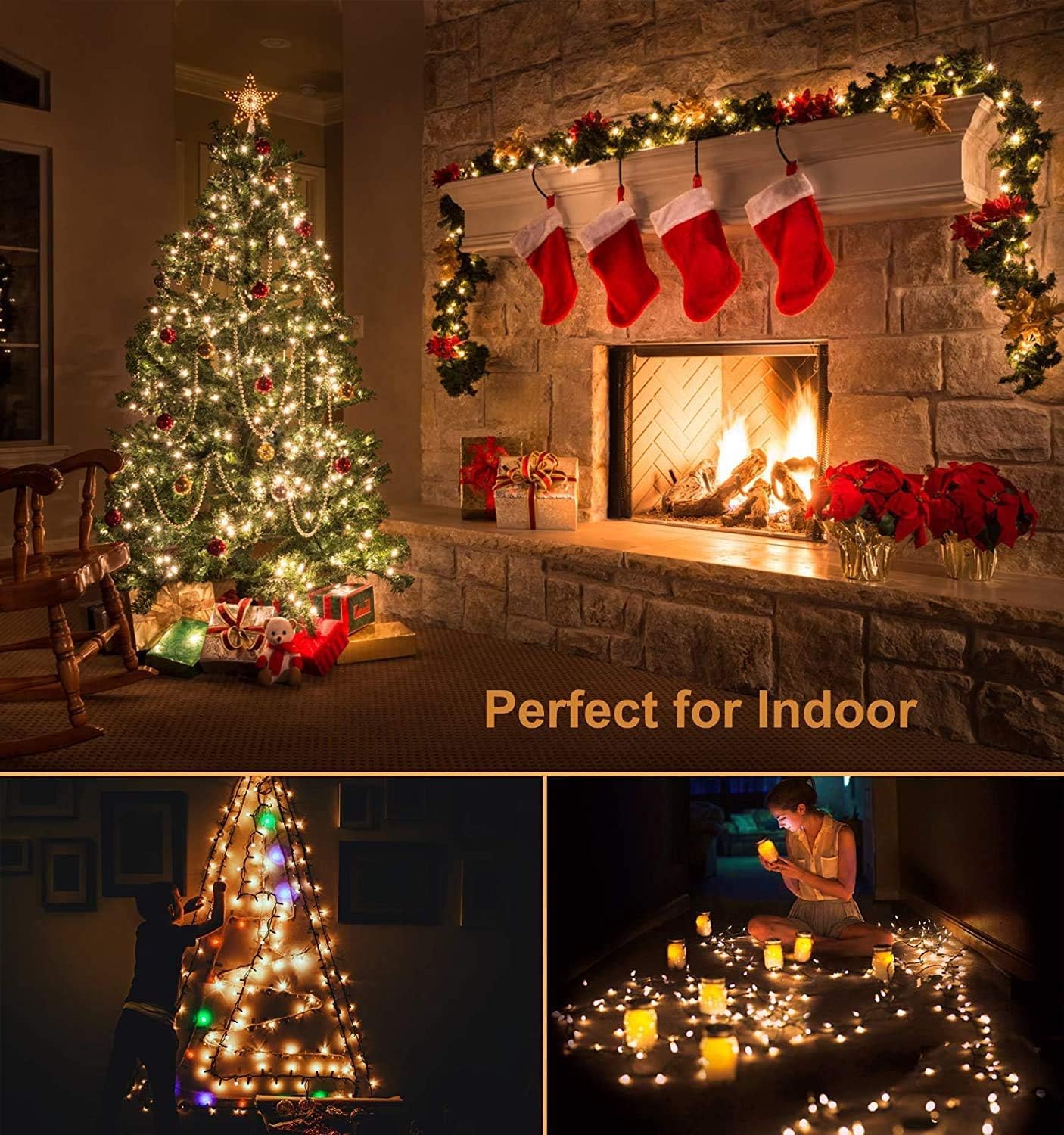 Avoalre Luci di Natale 1000 LEDs 25M, Catena Luminosa 8 Modalità Impermeabile IP44 Luci Albero di Natale Decorative per Interno Esterno Natale Atmosfera Festa Nozze, Bianco Caldo con Giallastro
