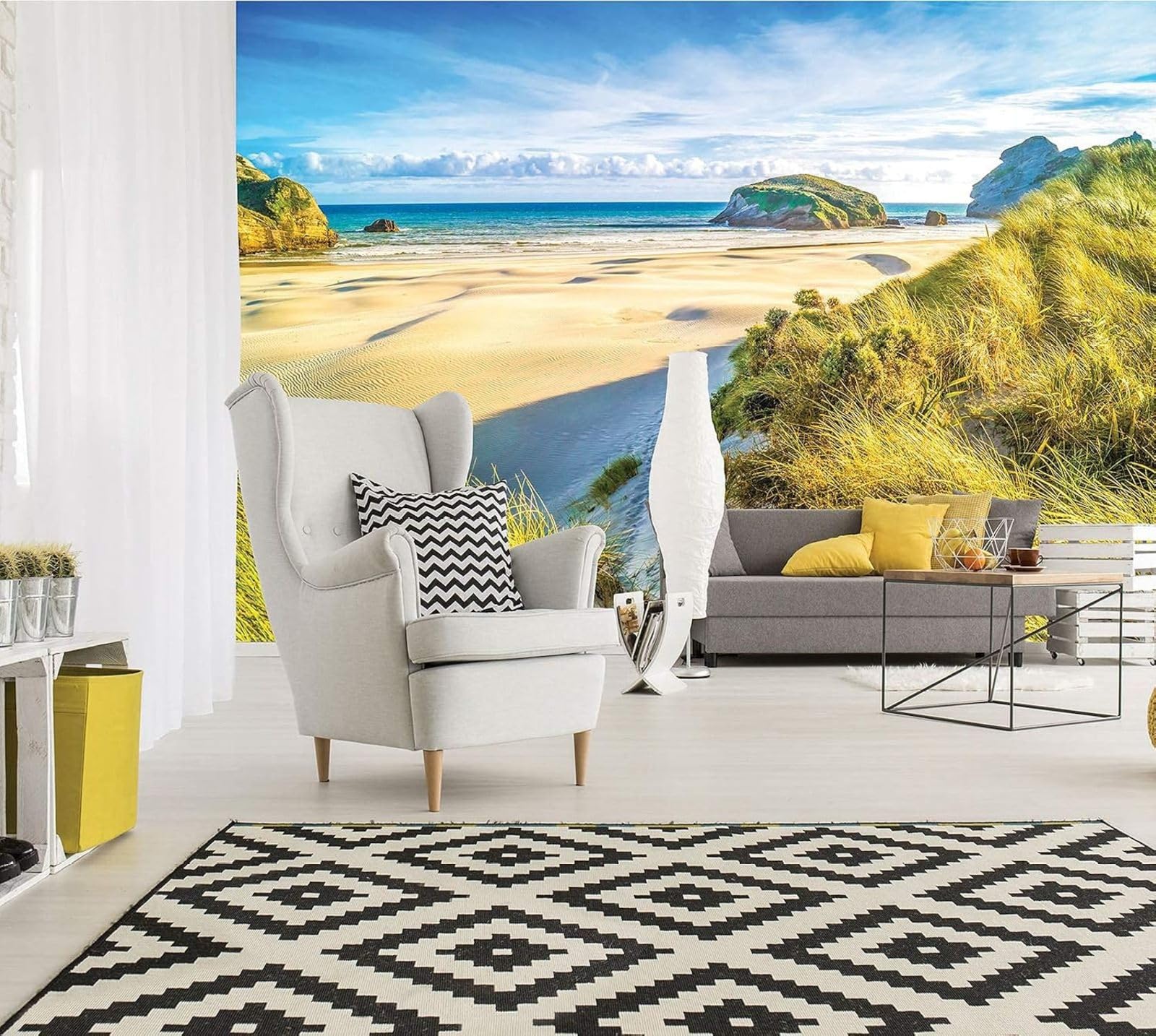 Kfjhgbdshhj 3D Mural Photo Mural-Wallpaper Beach - For Living Room Bedroom - 3D Effect - Natural,250Cmx175cm Poster - Wall Sticker - Frameless Picture