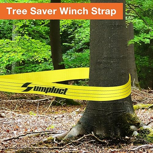 Miniatura 5 de Protector de árboles de 3 pulgadas, 8 pies, correa de cabrestante, correas de remolque de capacidad de 30,000 libras, cuerda de remolque resistente