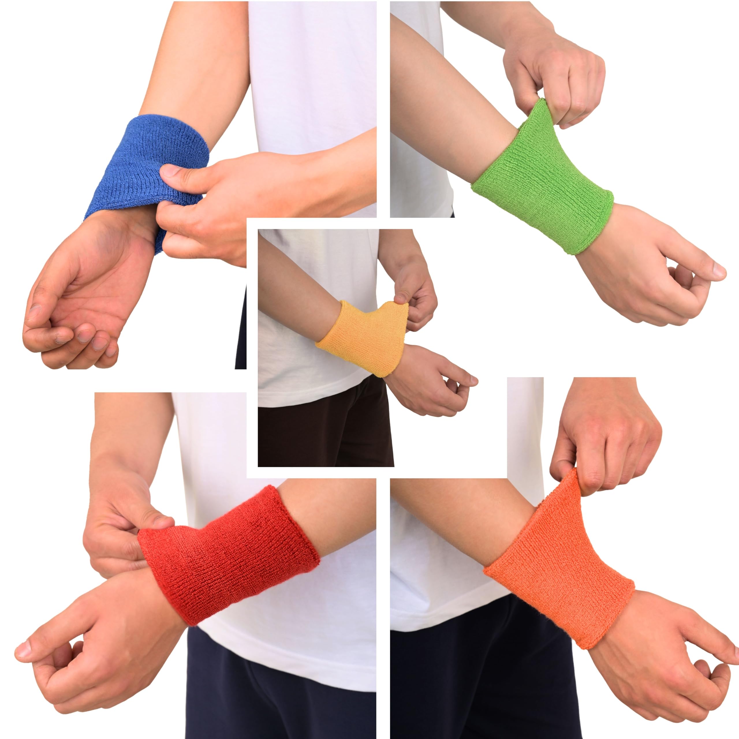 BW Beatwide 5 Inch Cotton Sweatband Wristbands for Men, Towel Knitted Sweat Bands for Gym Workout, Badminton, Cricket, Tennis | Long Wrist Sweat Band Combo Pack of 5-Multicolour-image-6