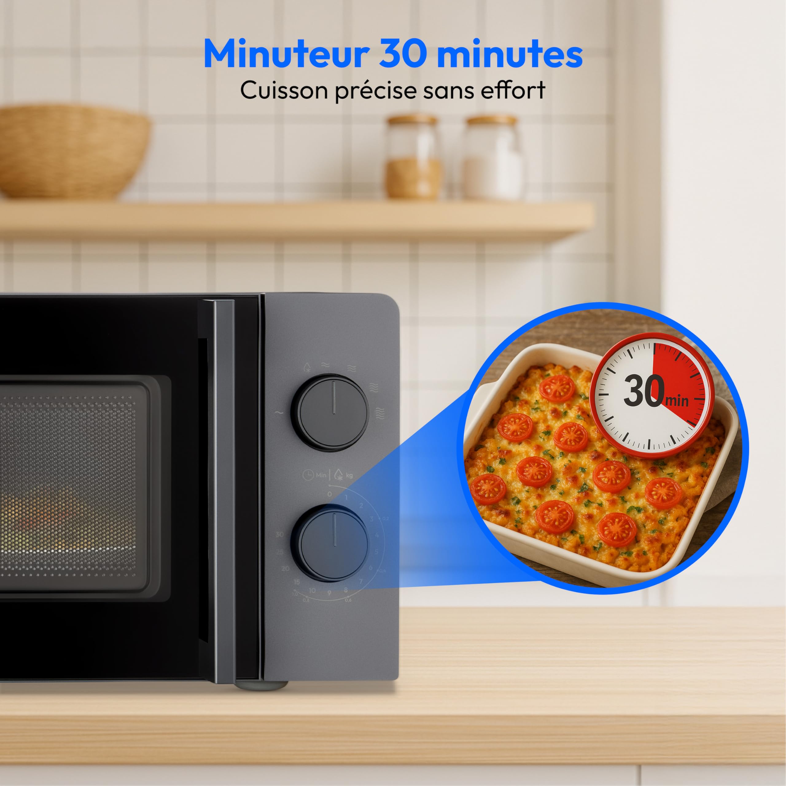 MEDION Micro-ondes compact MD12211 (17 L, 700 W, 5 niveaux, décongélation, minuterie, gain de place) [MODÈLE 2025]