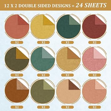 Fall Scrapbook Paper 12x12 - 24 Sheets/24 Designs Double-Sided Autumn Card Stock Pape, Boho Patterned Scrapbooking Paper for Thanksgiving School Office Home Supplies Scrapbook Supplies