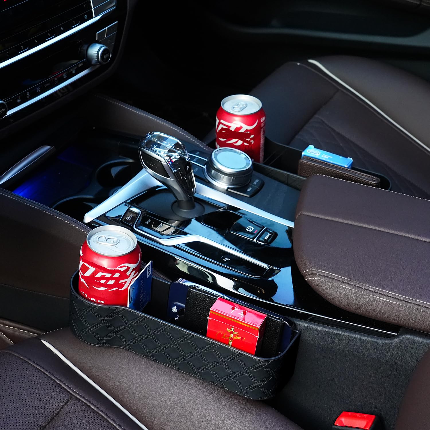 カーシートギャップフィラーオーガナイザー、2パックシートギャップストレージボックス、レザーカップホルダーギャップバッグ、コンソールカーオーガナイザーとストレージ、車のギャップフィラーオーガナイザー、電話、サングラス、鍵、カード用 カーギャップフィラーオーガナイザー に適合するk&amp;ia Soul 2020-2023 レザーカーチェアギャップオーガナイザー