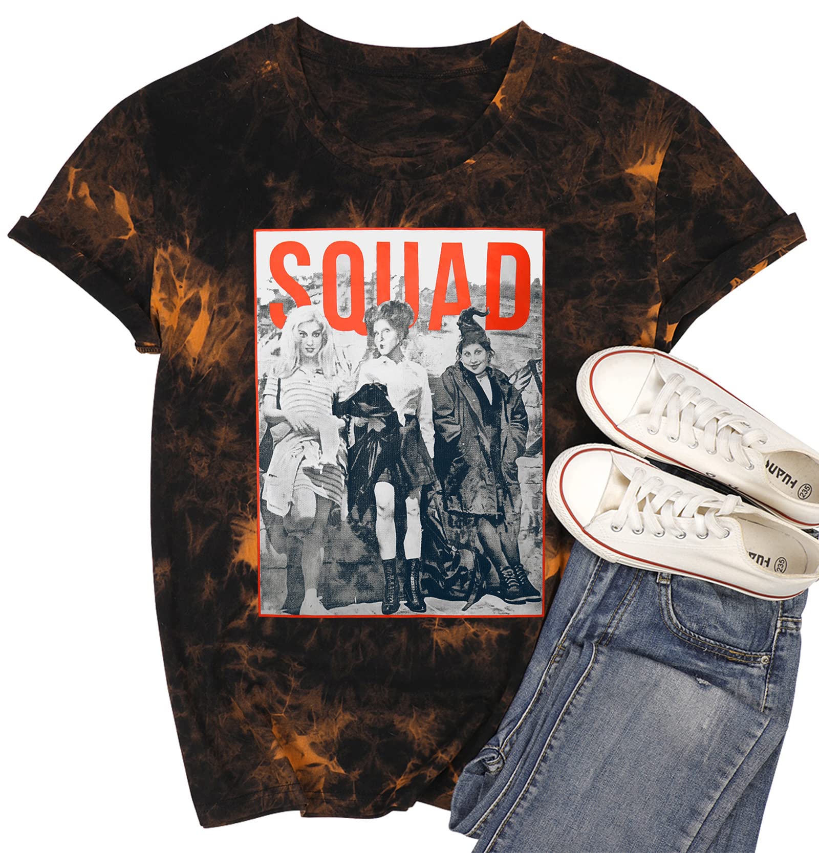 LHBNKSanderson Sister Squad Cute T Shirt Halloween Graphic Tees for Women Hocus Pocus Funny Shirts Fall Casual Tops