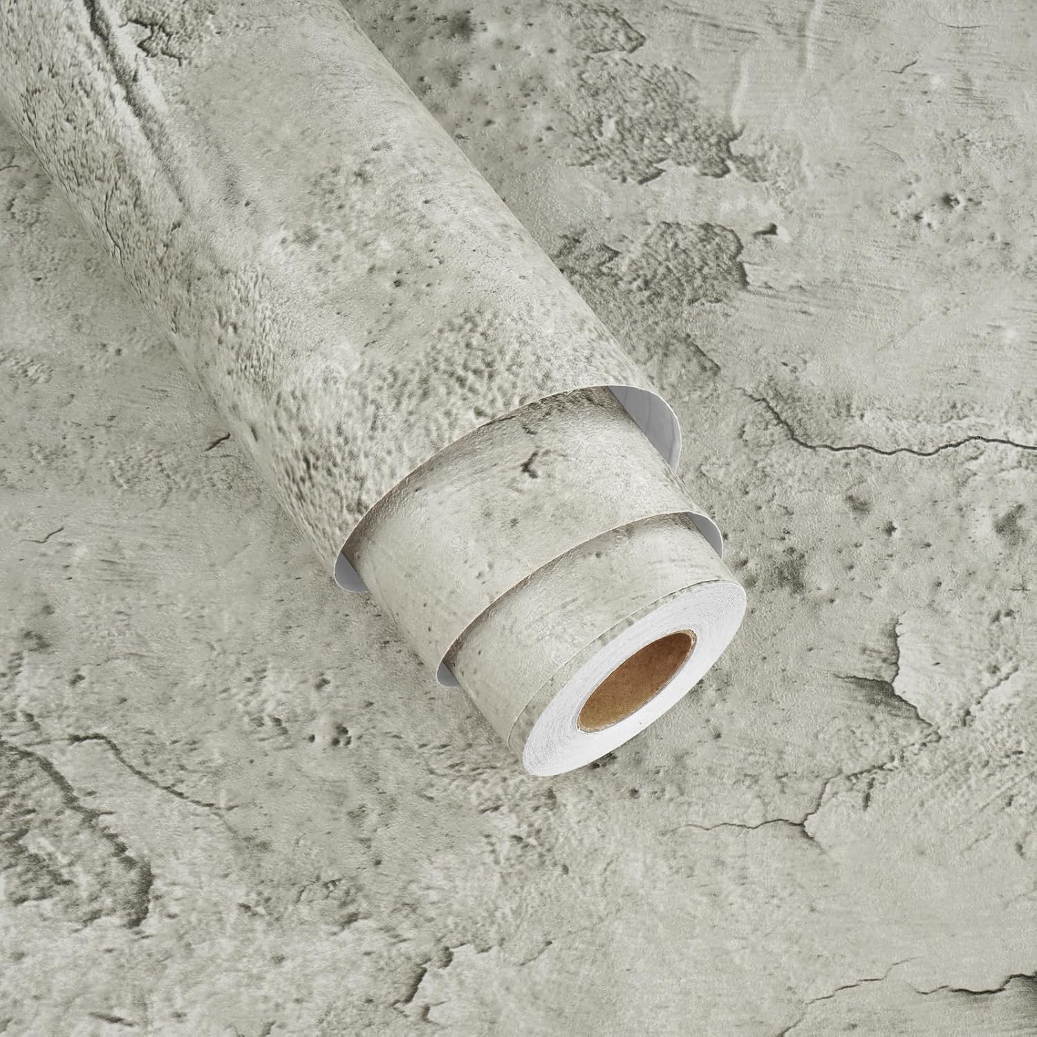 Aged Beige Grey Concrete Wallpaper Peel and Stick Old Cracked Cement Wallpaper 3D Vintage Textured Contact Paper Industrial Wall Paper for Countertops Cabinets Bathroom Walls Waterproof