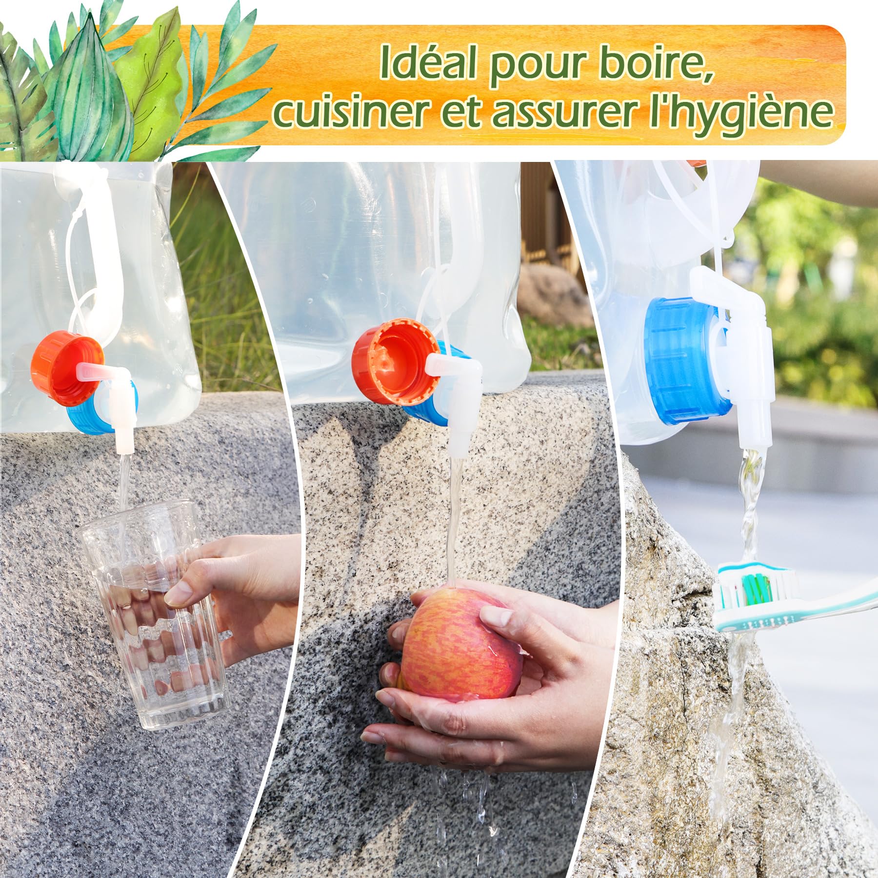Bidon à Eau 20 litres Jerrican Extra Fort avec Bouchon Simple et Robinet Certifié Contact Alimentaire sans BPA