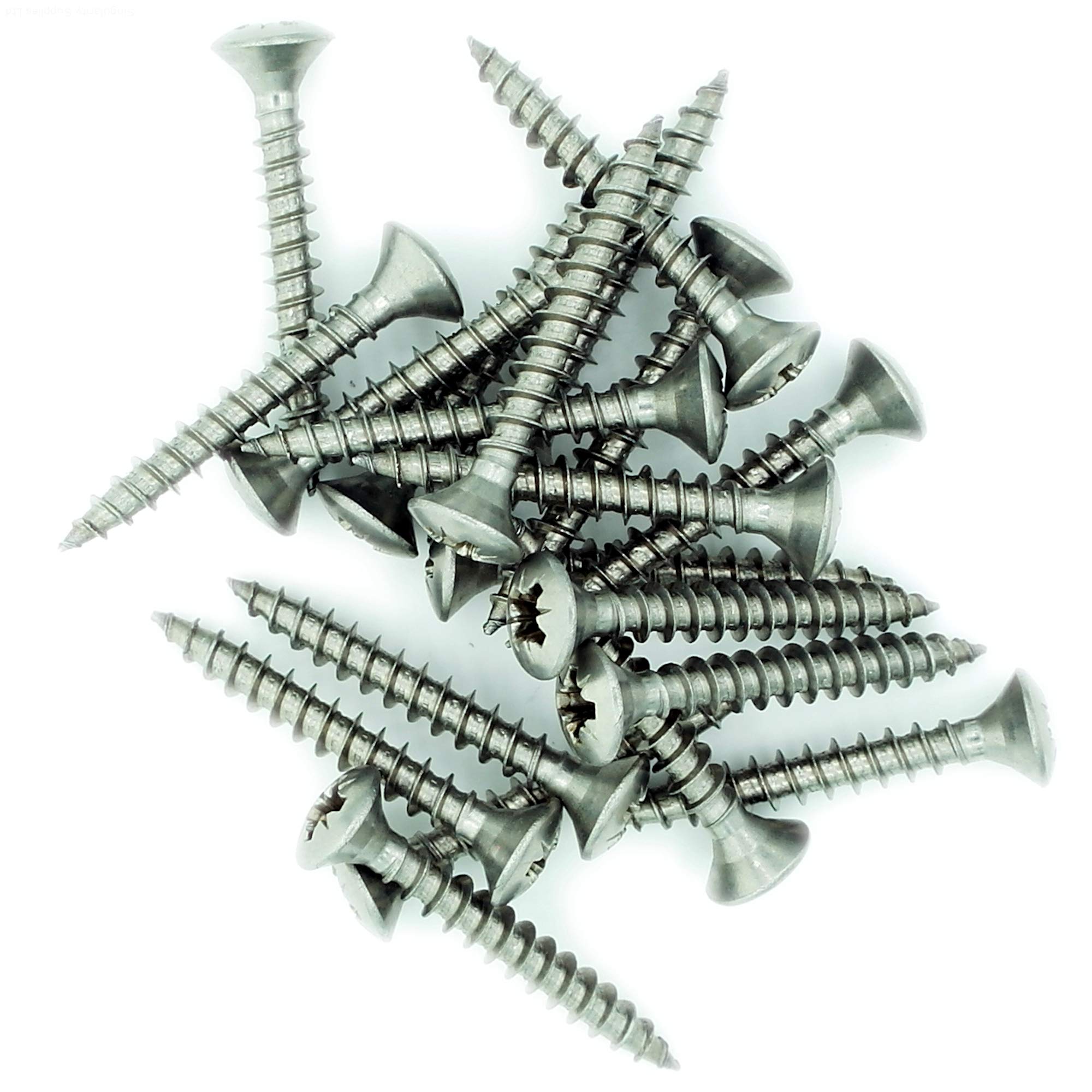 Singularity Supplies No.5 X 1.2 (3.5Mm X 30Mm) Pozi Raised Countersunk Chipboard Screw - Stainless Steel (A2) (Pack Of 20)