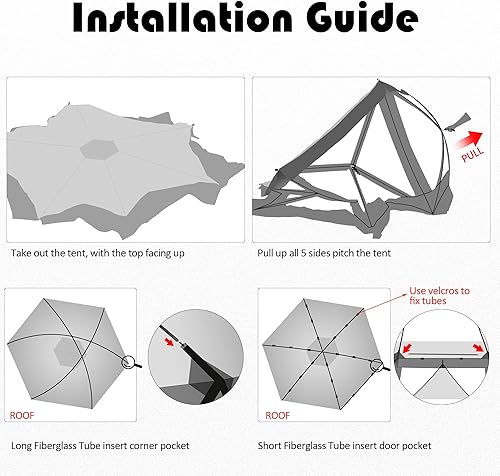 Miniatura 6 de Tienda de campaña desplegable de 10 pies con 2 paneles de viento, tienda de campaña mosquitera para camping, patio, patio trasero, refugio portátil