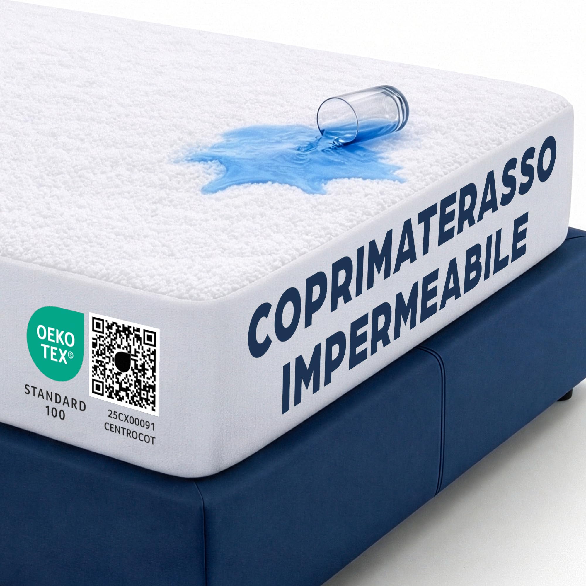 Coprimaterasso Una Piazza e Mezza Impermeabile 120x190 cm Lenzuolo con Angoli Bianco in Cotone Terry e Microfibra Protezione per Letto Materasso Traversa Traspirante Anallergico Lavabile in Lavatrice