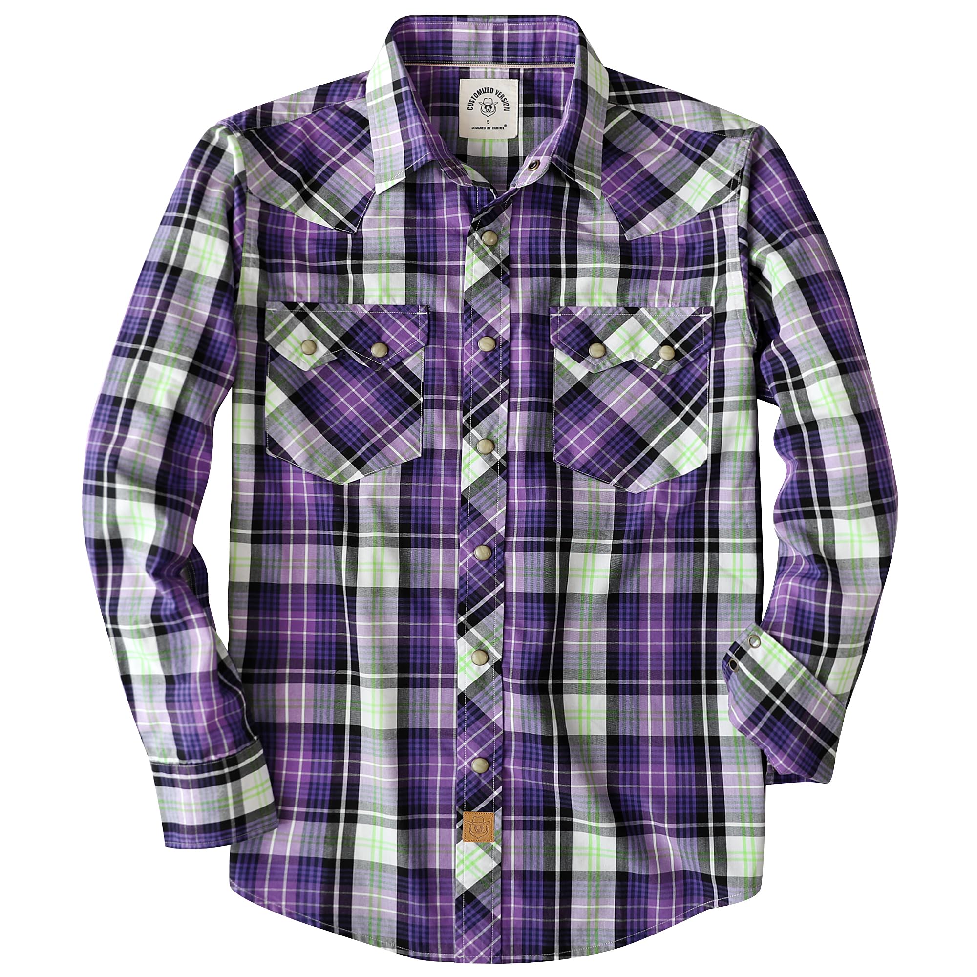 Dubinik® Freizeithemden Für Herren Westernhemd Druckknöpfen Cowboy Kariertes Baumwolle Comfort Fit Langarm Arbeitshemd