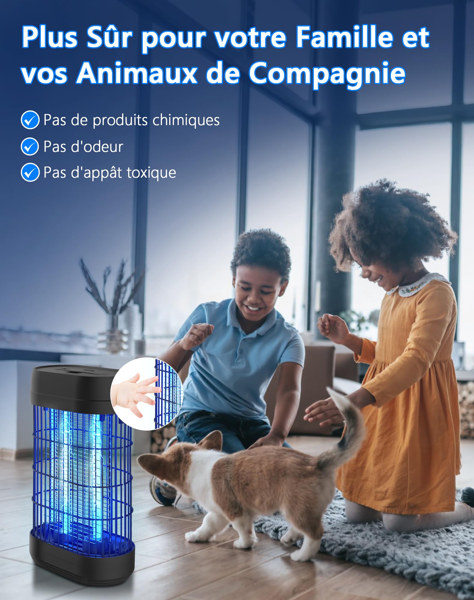 Lampe Anti Moustique, 18W UV Tue Mouche Eléctrique Couvrant 80m², Anti Insectes Moucherons Mites Intérieur Extérieur,Piège à Moustique pour Jardin Terrasse Piscine Chambre Maison Cuisine