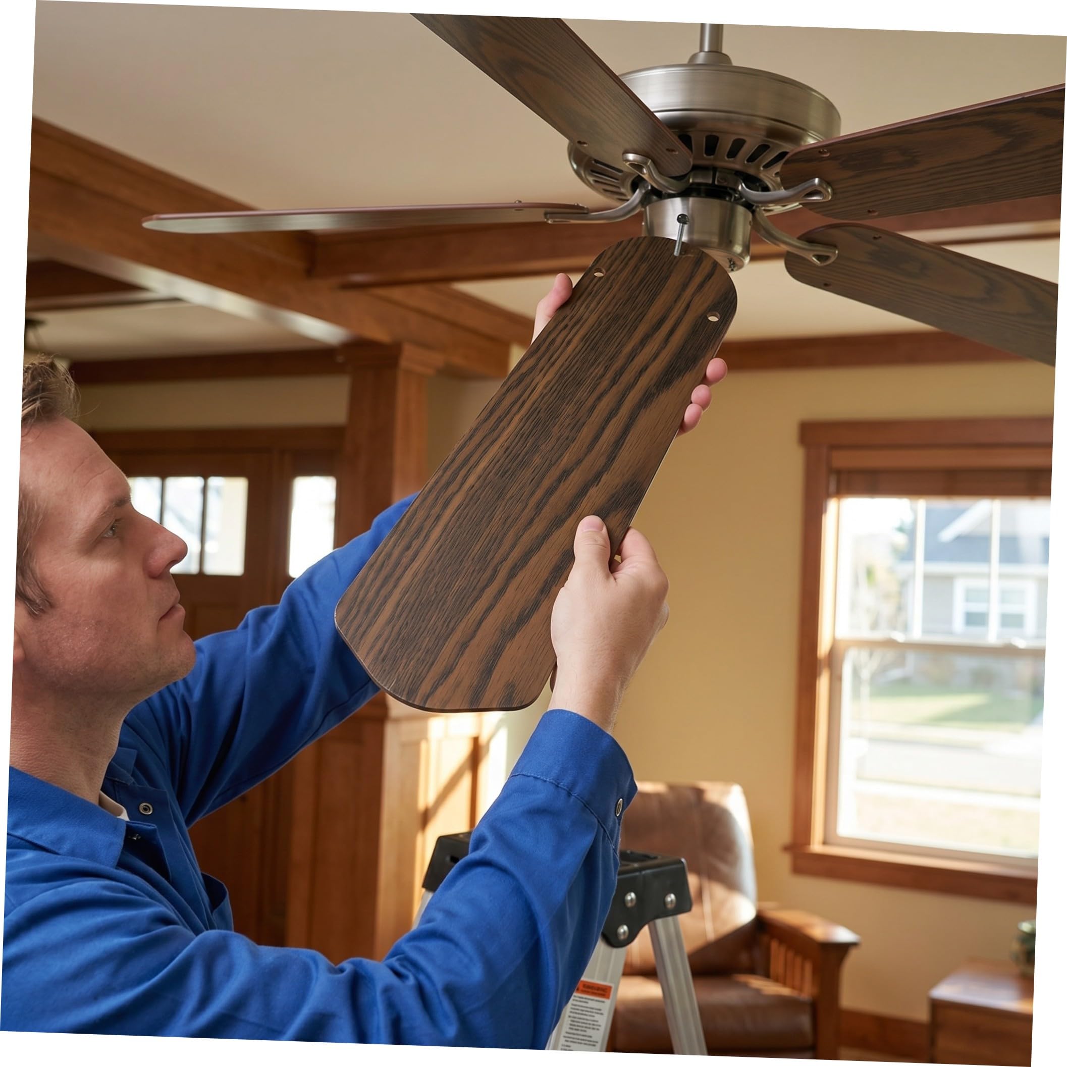 Aspas de Ventilador de Techo y Resistente al Piezas Marrón de Madera Doble Cara Instalación Rápida para Fiesta Verano en Dormitorios Interiores