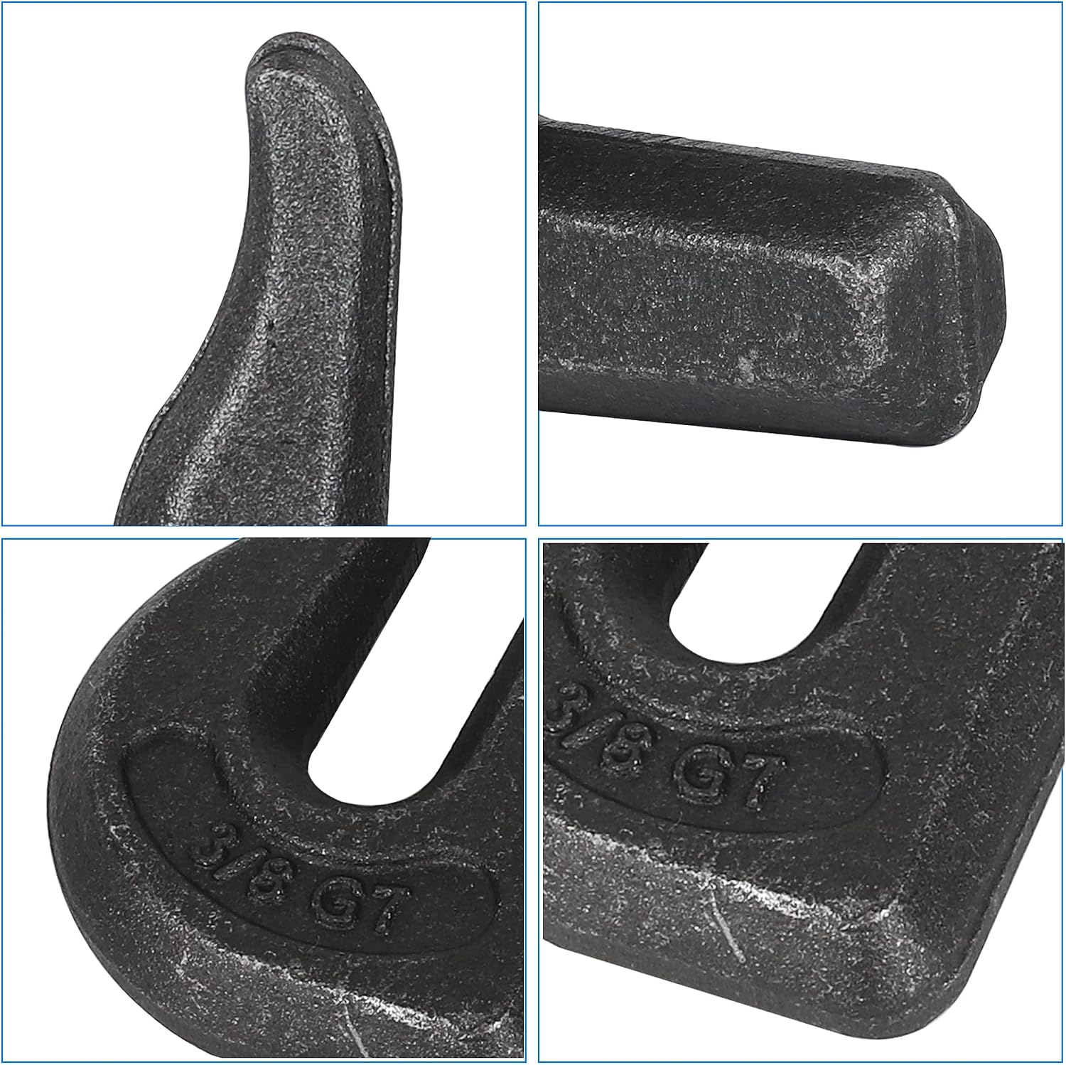 3/8 inch Weld On Grab Hooks,6PCS Heavy Duty Clevis Grab Chain Hook, G70 Tractor Bucket Hooks Great for Car, Truck, Tractors, Loader Bucket Forklift Trailer