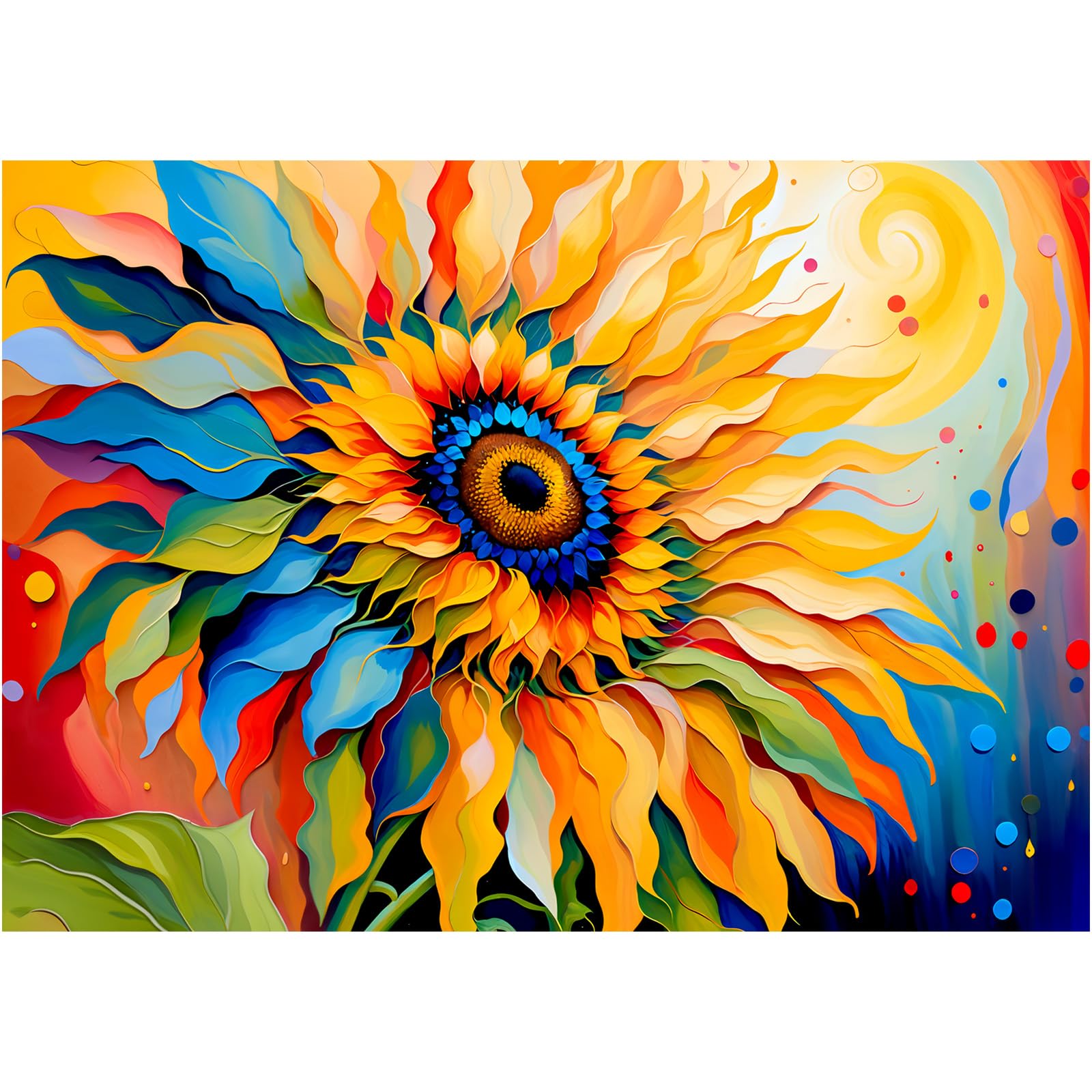 Sunflower Jigsaw Puzzle for Adults 1000 Pieces, 75cmx50cm Colorful Gradient Flower Artwork Family Puzzle Challenging Fun Activity Floral Puzzle Game Great Gift for Paint Lovers( See Description) 