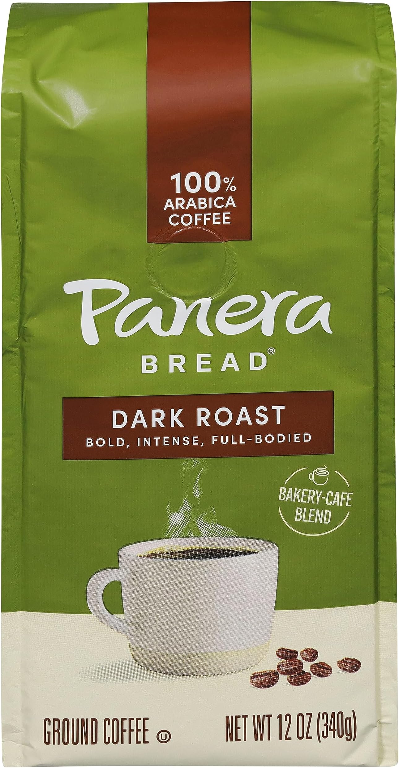 Panera Dark Roast Ground Coffee, - Bold Breakfast Brew with Dark Chocolate Finish - 100% Arabica Beans, Sustainably Sourced - Kosher, Dairy-Free - Cafe Quality for Home Brewing 12oz Bag