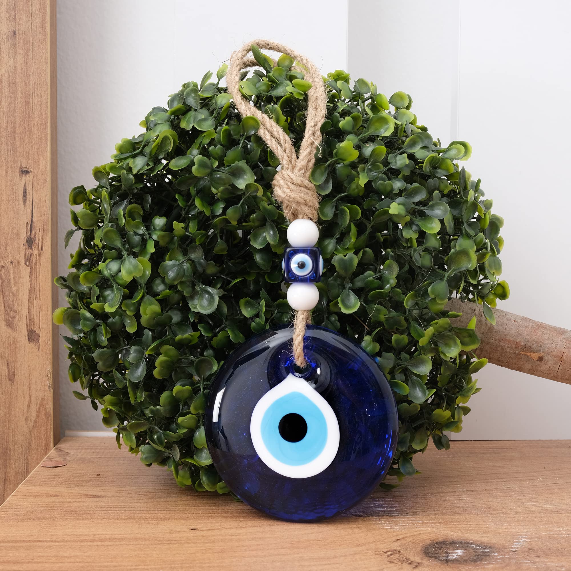 BCS Blue Evil Eye Decor Home Wall Hanging 3.5" Glass Handmade Turkish Nazar Amulet Good Luck and Protection Charm