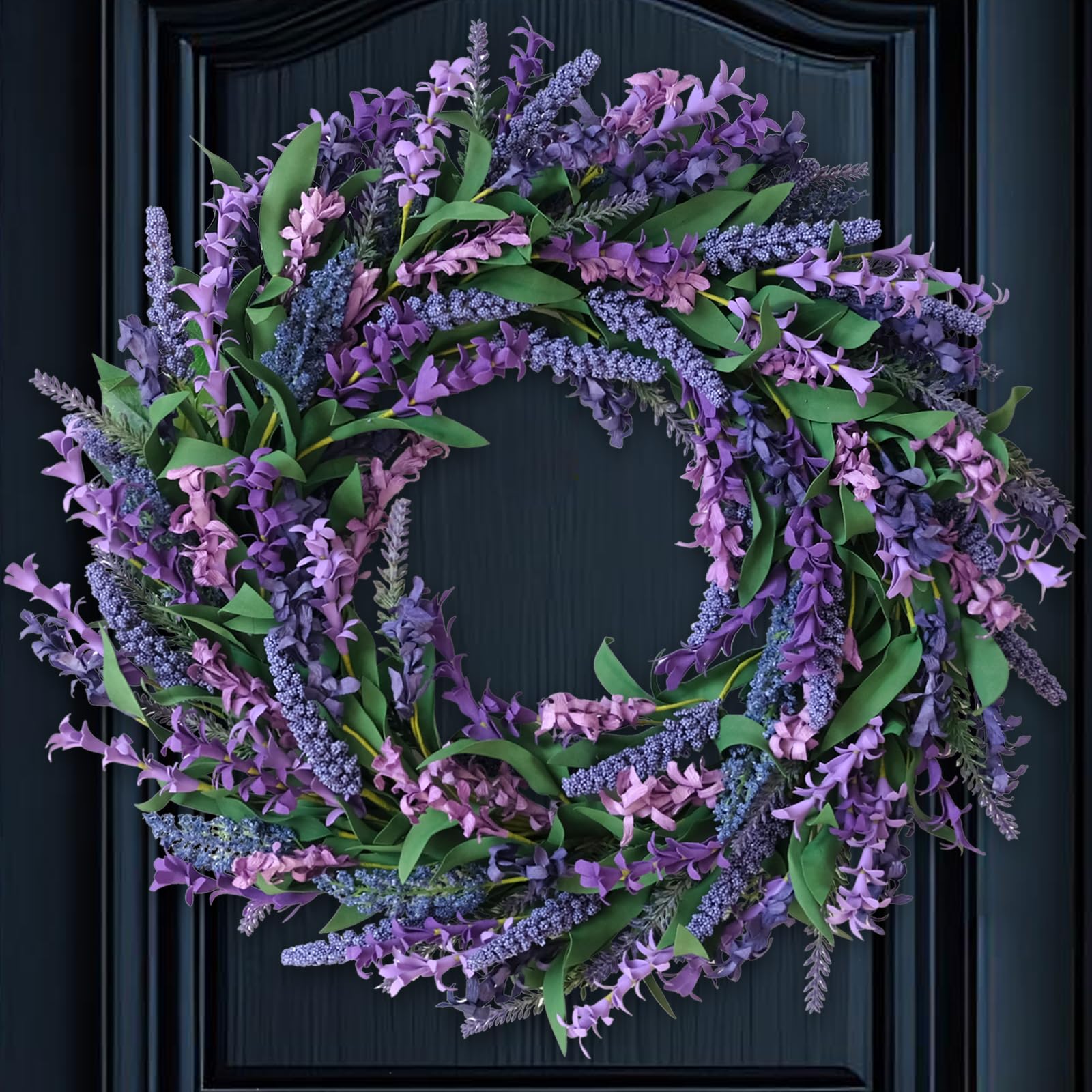 22 inch Spring/Summer Front Door Wreaths Purple Lavender Artificial Wreaths Garden Hallway Front Door Decorative Holiday Parties Wedding Decoration