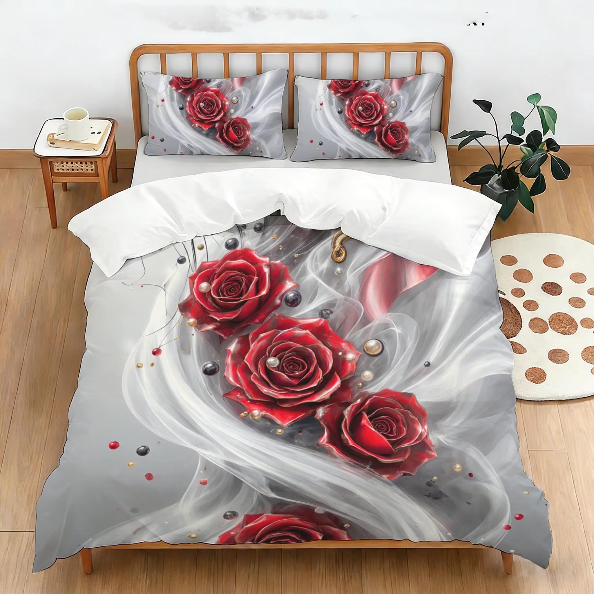 Housse de Couette 220x240 Rose Rouge pour une Chambre Chaleureuse