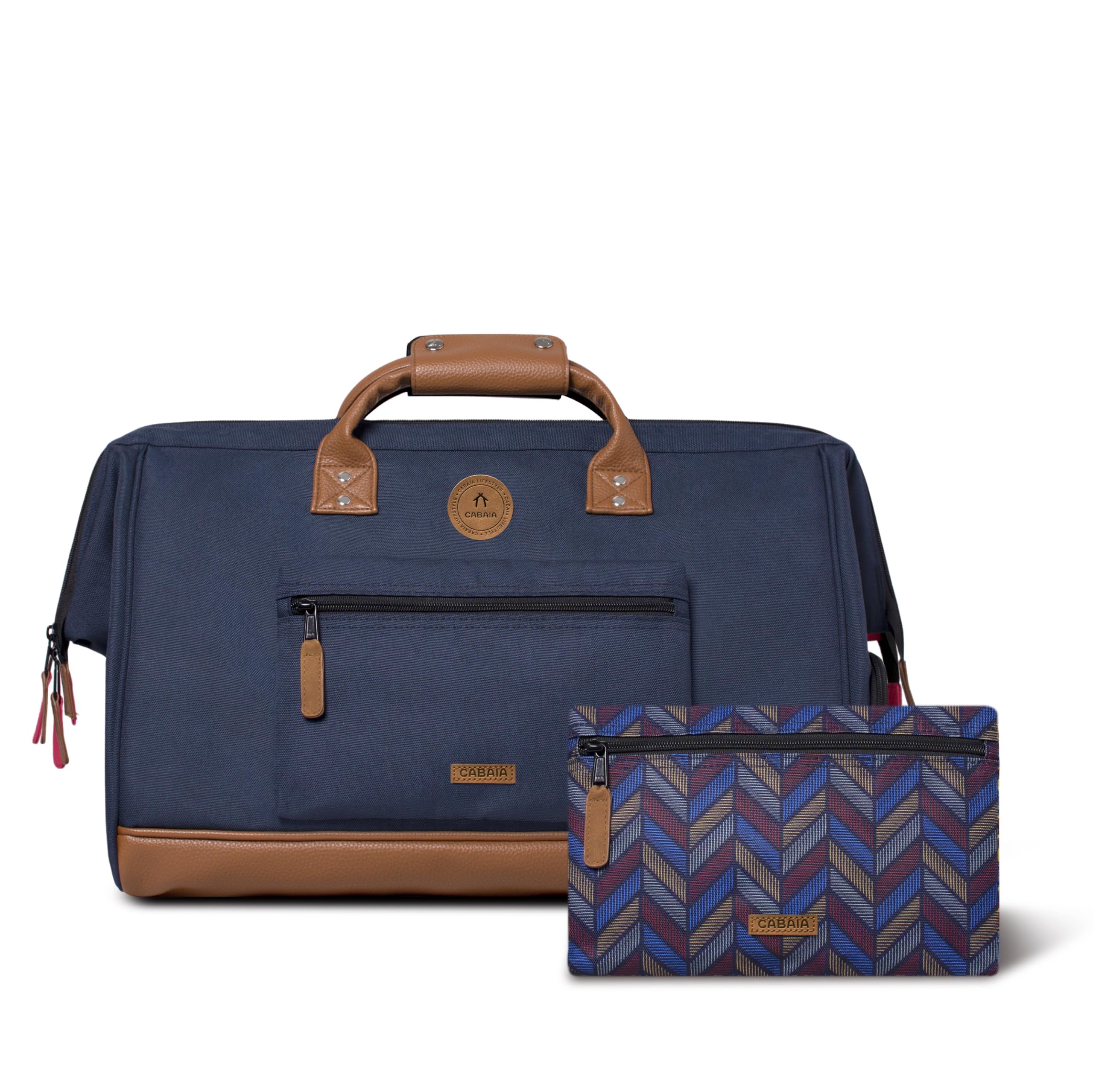 CABAIA - Sac de Voyage Duffle Adventurer Chicago 40L - Compatible Bagage Cabine 45x30x29 - Déperlant & Certifié Vegan - 2 Poches - Compartiment à Chaussures - Sac Week-​End, Sac de Sport - Bleu