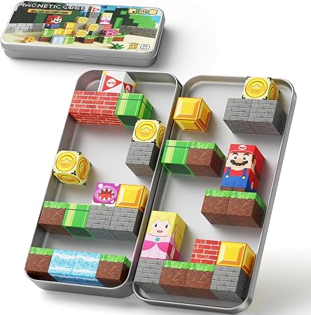 Bloques Magnéticos De Viaje 35 Piezas – Cubos Pequeños 2x2x2 Cm, Con Caja Metálica, Juguete STEM Para Niños +3 Años