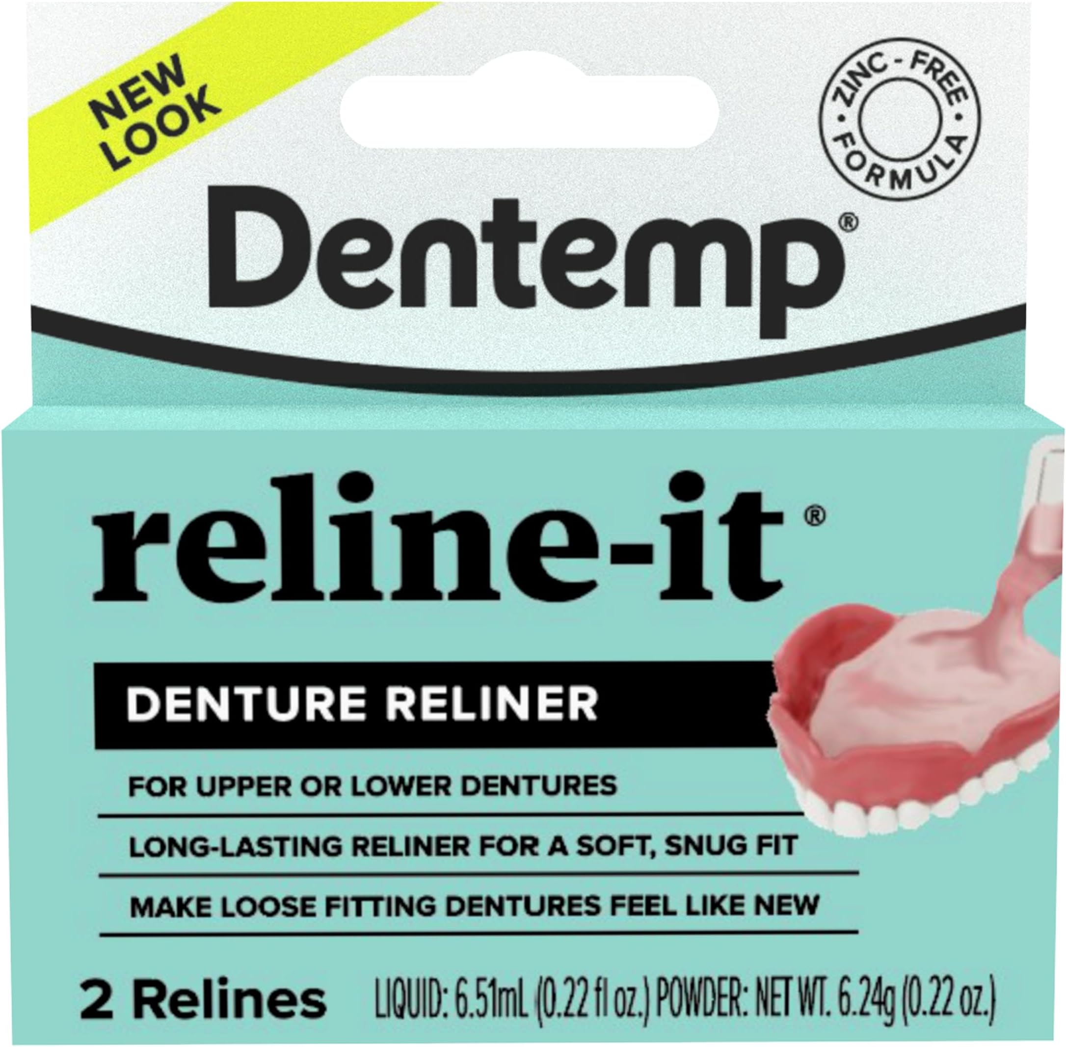 Dentemp Denture Reline Kit - Advanced Formula Reline It Denture Reliner - Denture Kit to Refit and Tighten Dentures for Both Upper & Lower Denture