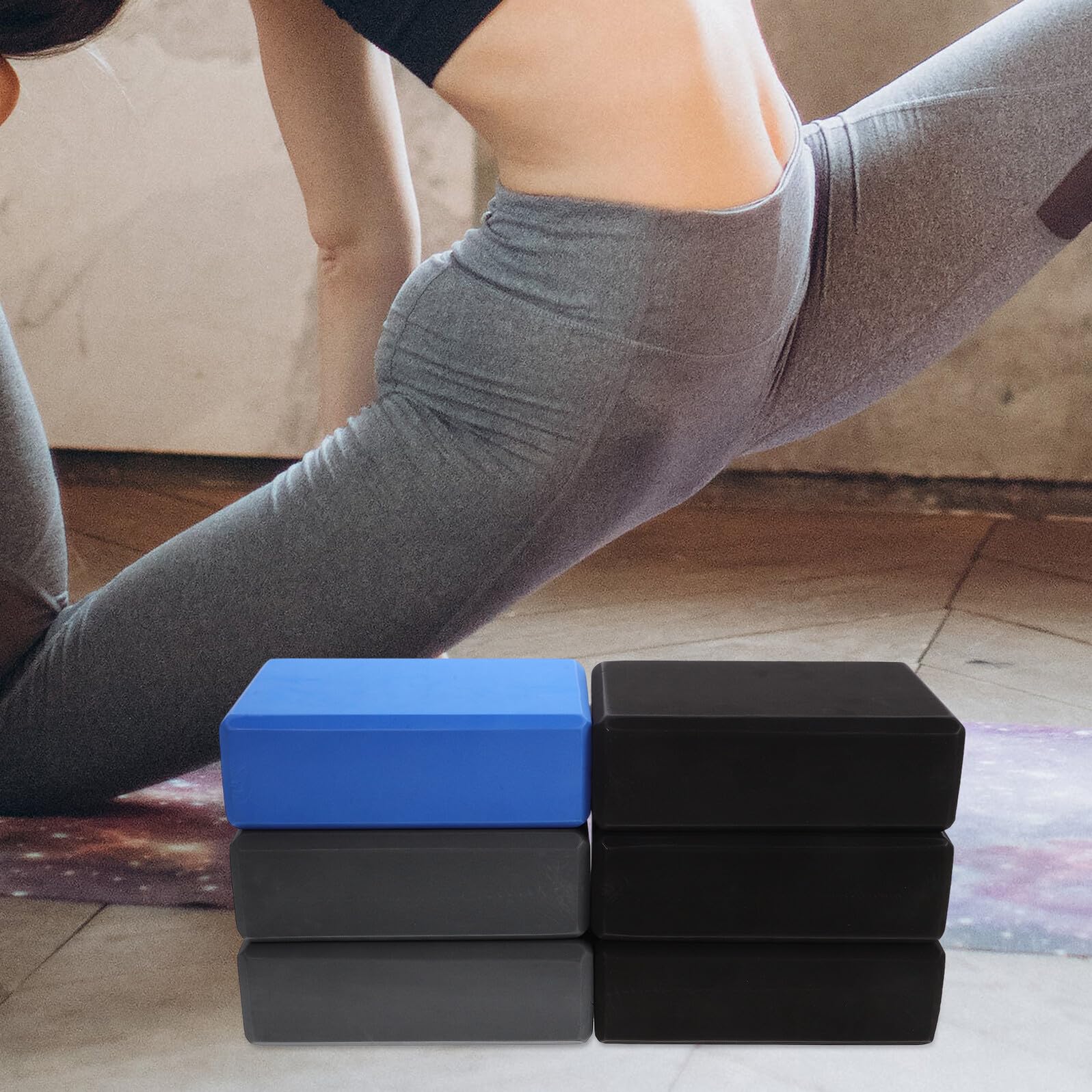 Blocchi per Yoga ad Alta Densità in Eva 6 Unitá, Accessori Sicuri e Leggeri per Pratiche di Esercizi e Allenamento Femminile Colore Casuale