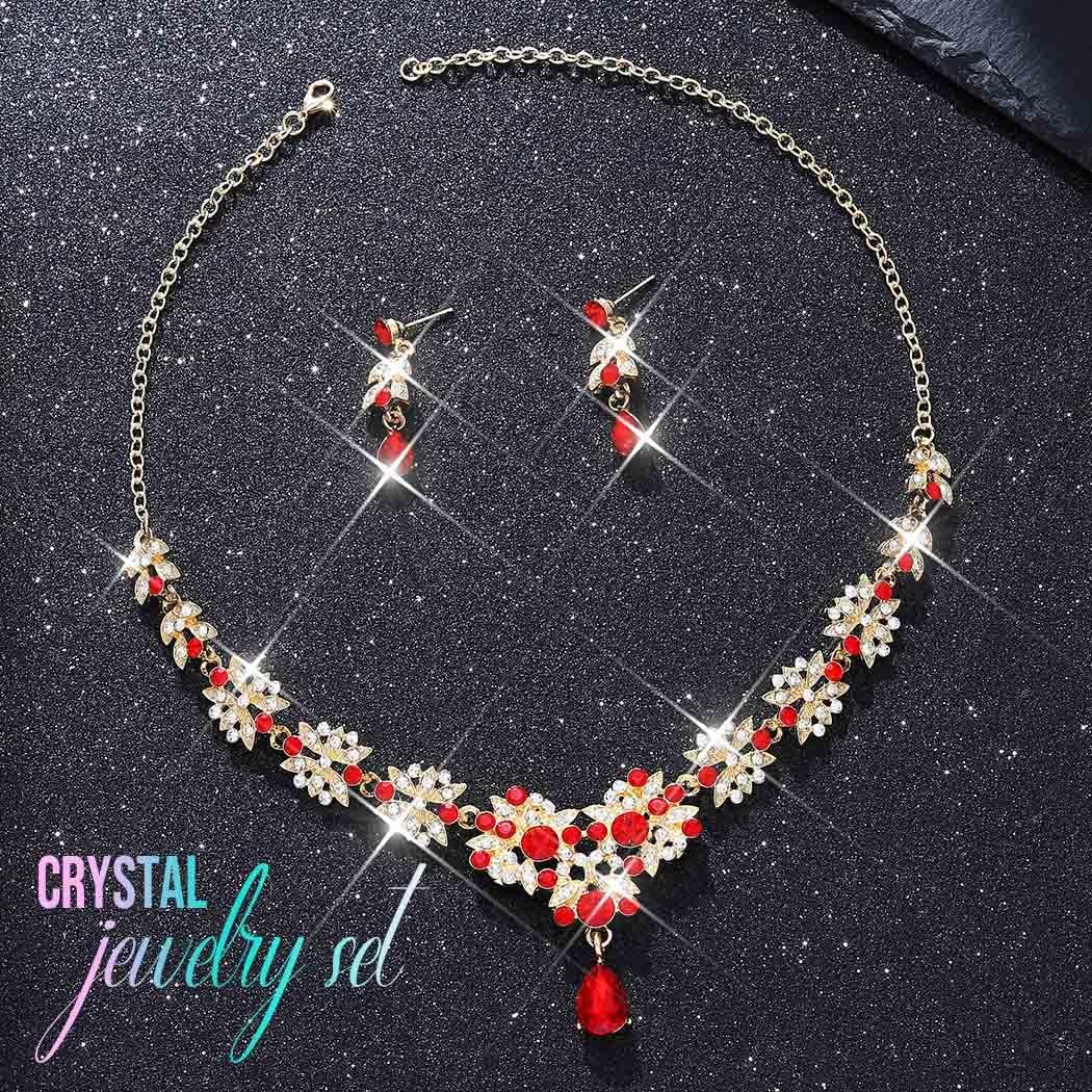 CLOACE Rhinestone Wedding Bridal Jewelry Set Silver Sparkly Earrings Prom Necklace Jewelry Accessories for Women - Image 2