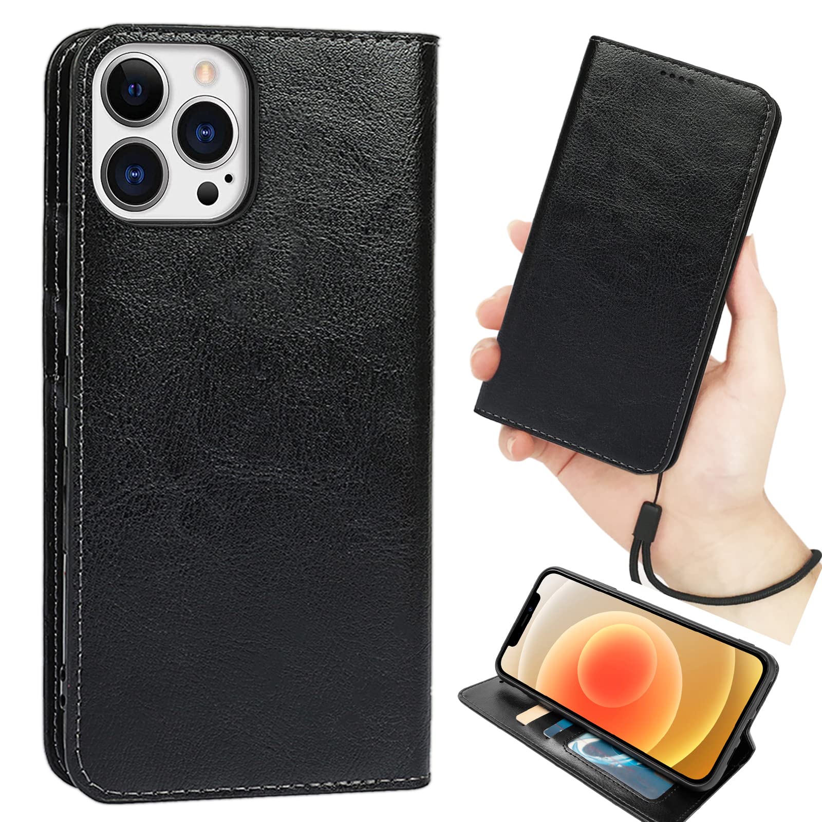 ⭐iPhone14promax ケース 手帳型 アイフォンプロマックス 黒 Amazon.co