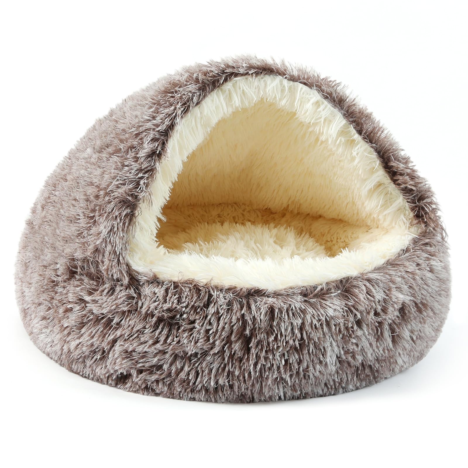 Cama tipo cueva para perros, cama lavable para perros pequeños y medianos con parte inferior antideslizante, marrón degradado, 70 cm