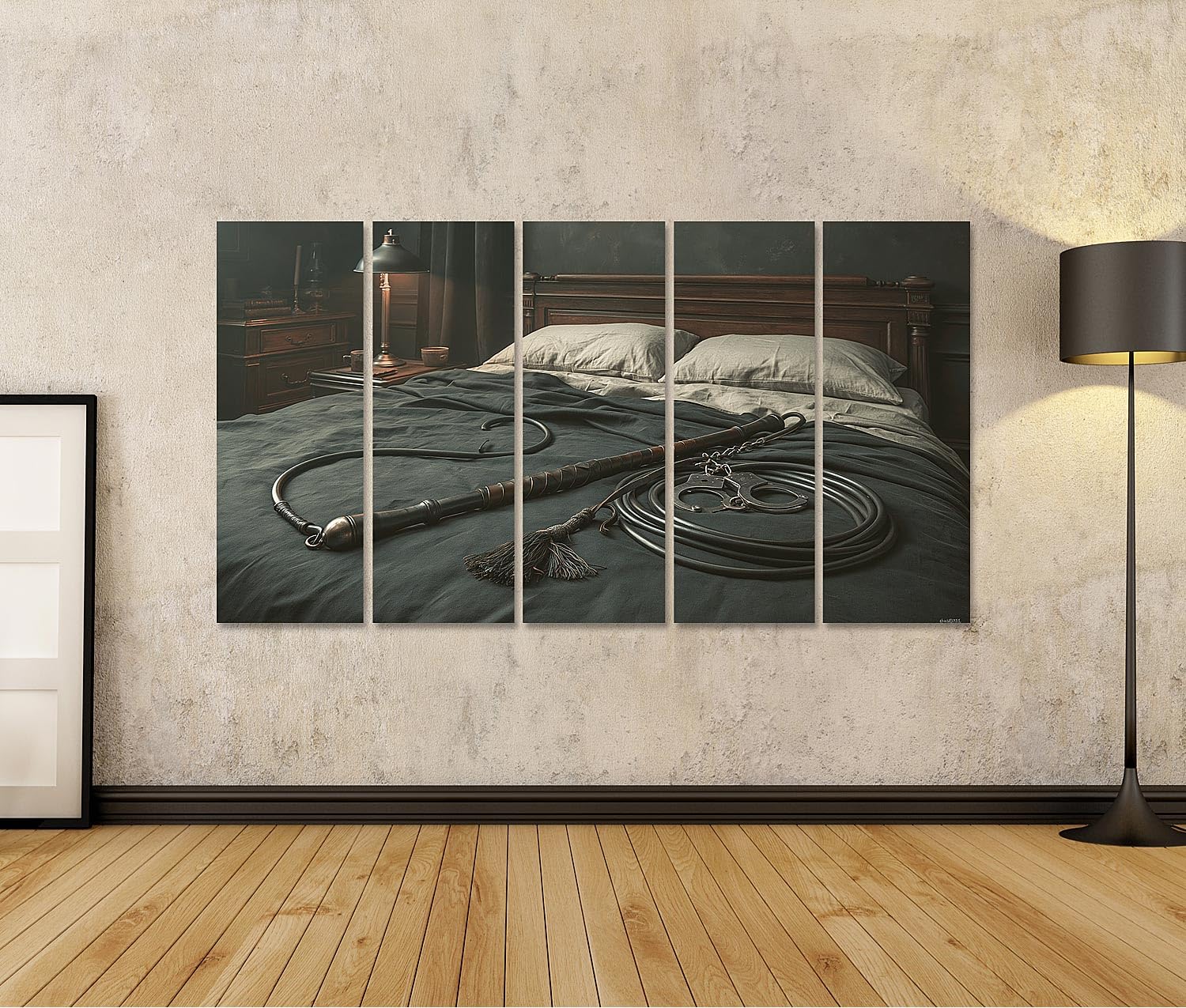 islandburner Cuadro sobre lienzo seductor de calidad prémium, decoración erótica para dormitorio, 5 piezas, XXL